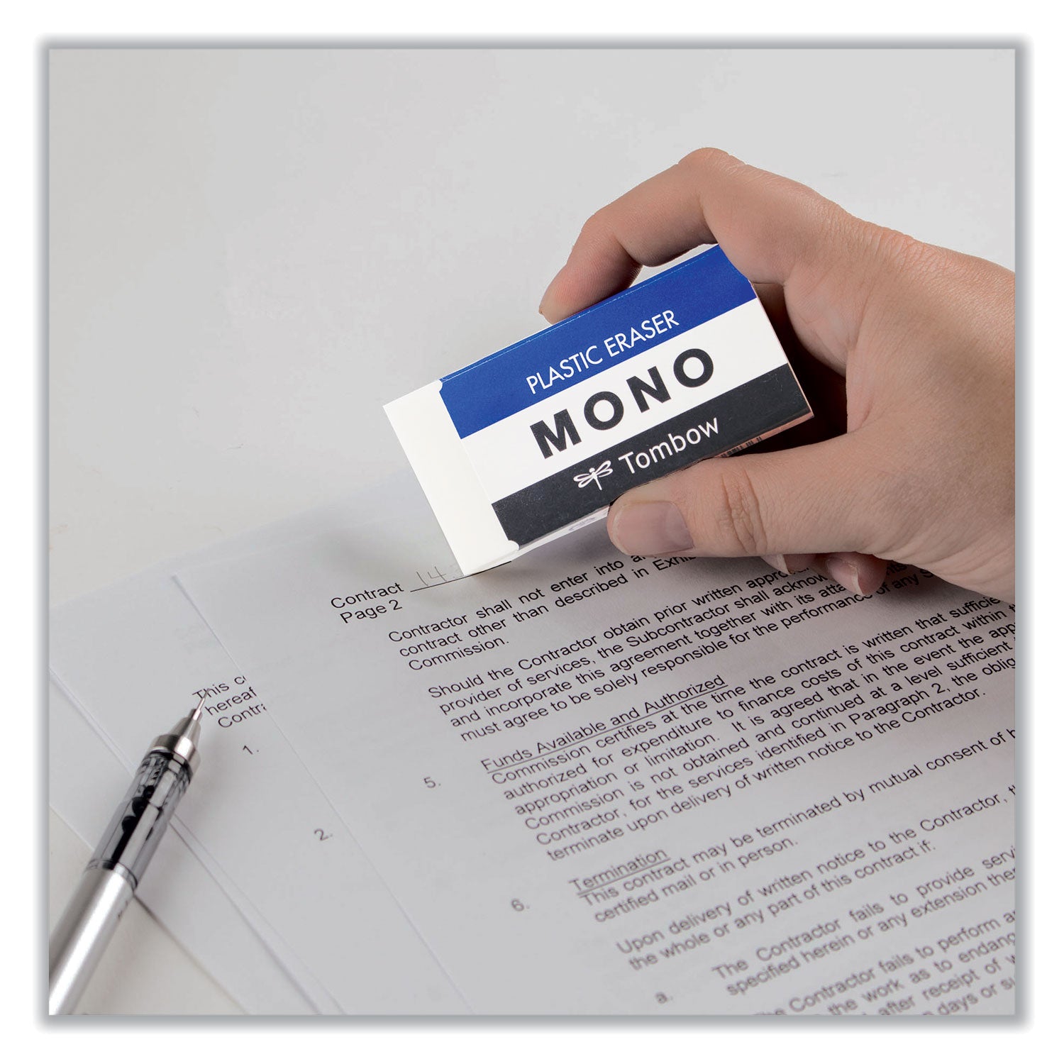 Tombow® Mono® Eraser, For Pencil Marks, Rectangular Block, Jumbo, White