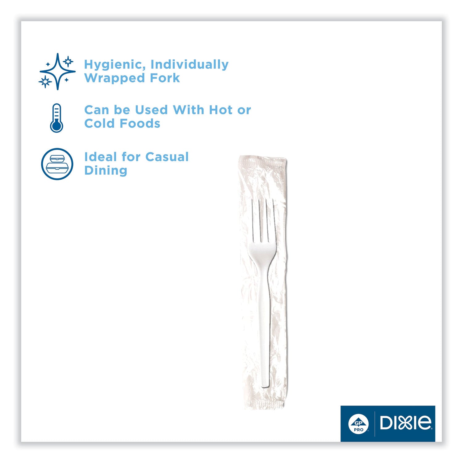 Dixie® Mediumweight Polypropylene Cutlery, Fork, Plastic, White, 1,000/Carton