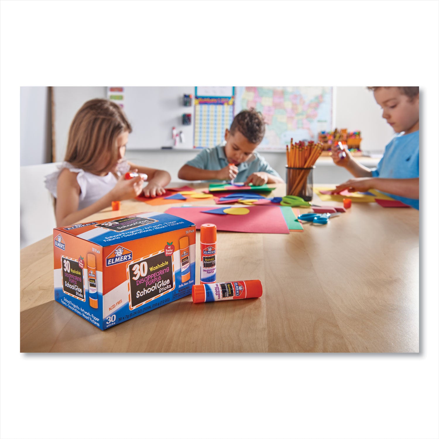 Elmer's® Disappearing Purple School Glue Stick, 0.24 Oz, Dries Clear, 30/box