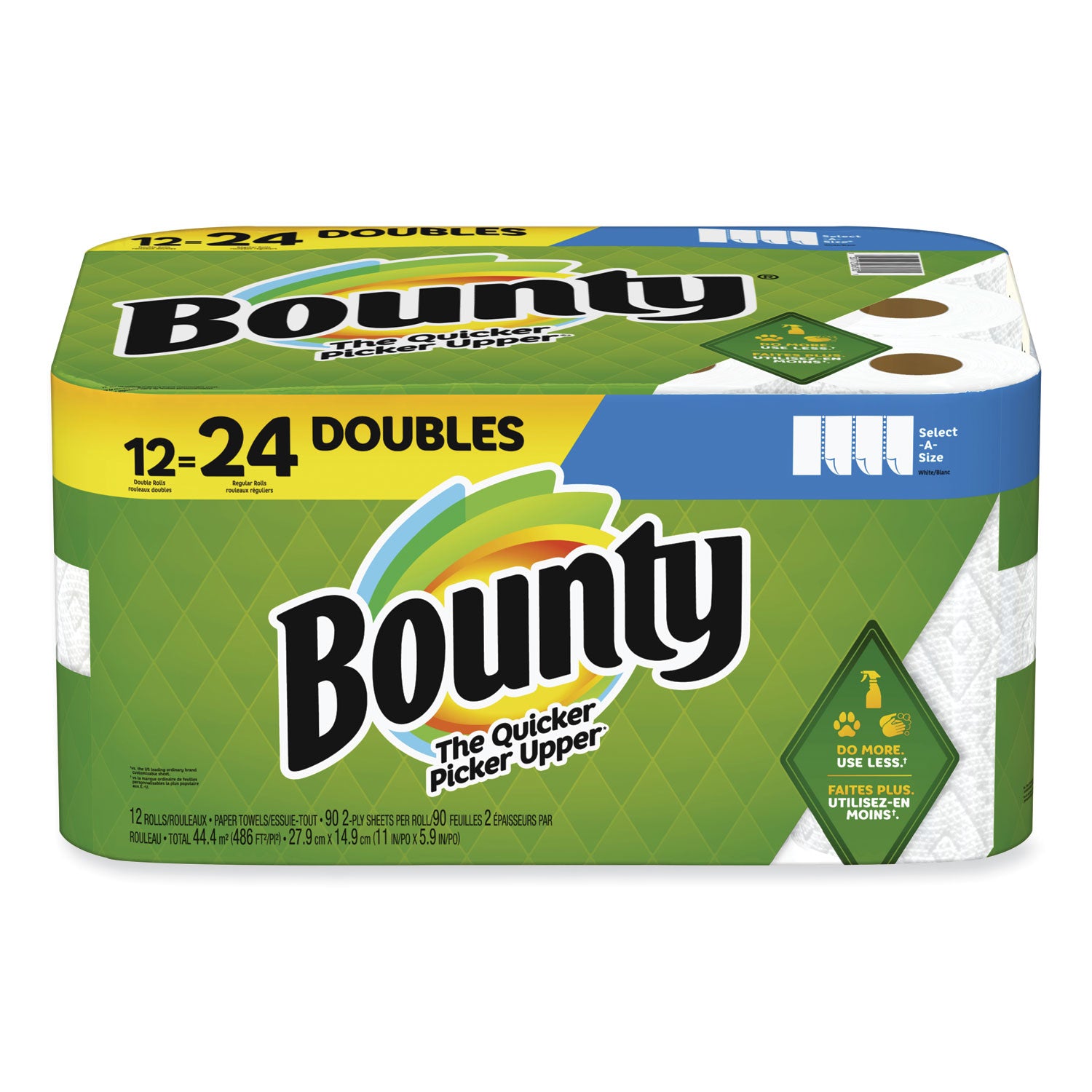 Bounty® Select-a-Size Kitchen Roll Paper Towels, 2-Ply, 5.9 x 11, White, 90 Sheets/Double Roll, 12 Rolls/Carton