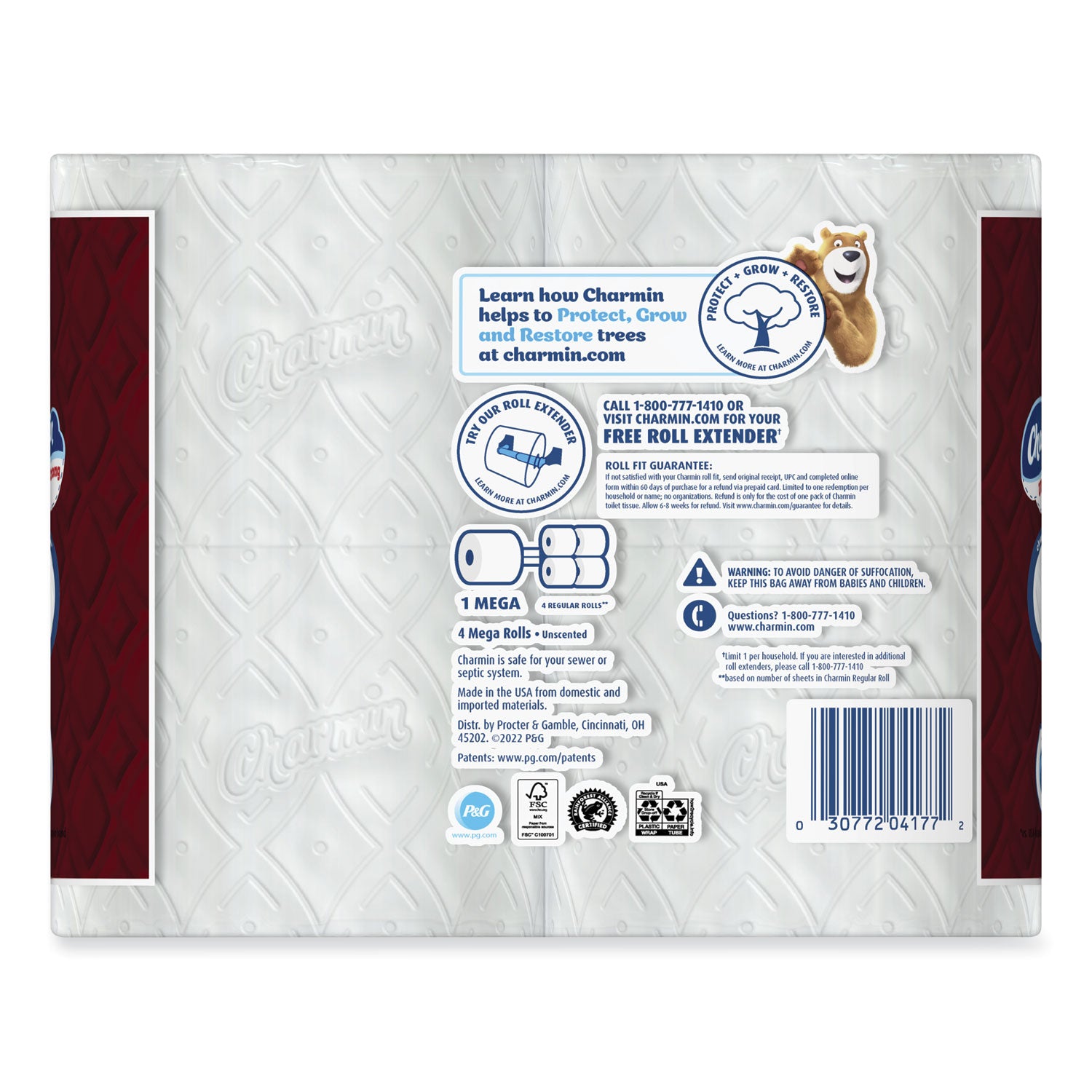 Charmin® Ultra Strong Bathroom Tissue, Septic Safe, 2-Ply, White, 242 Sheet/Roll, 4/Pack