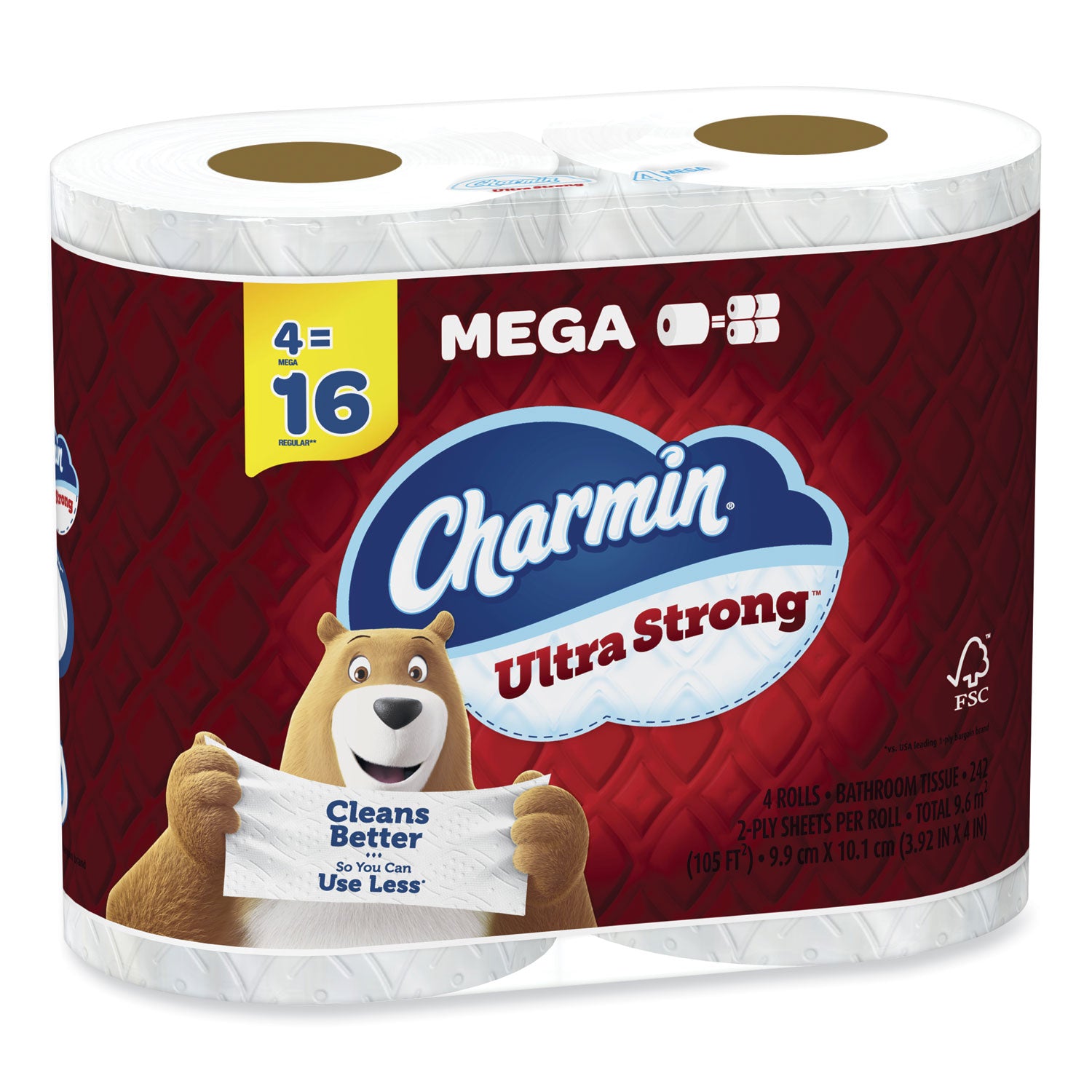 Charmin® Ultra Strong Bathroom Tissue, Septic Safe, 2-Ply, White, 242 Sheet/Roll, 4/Pack
