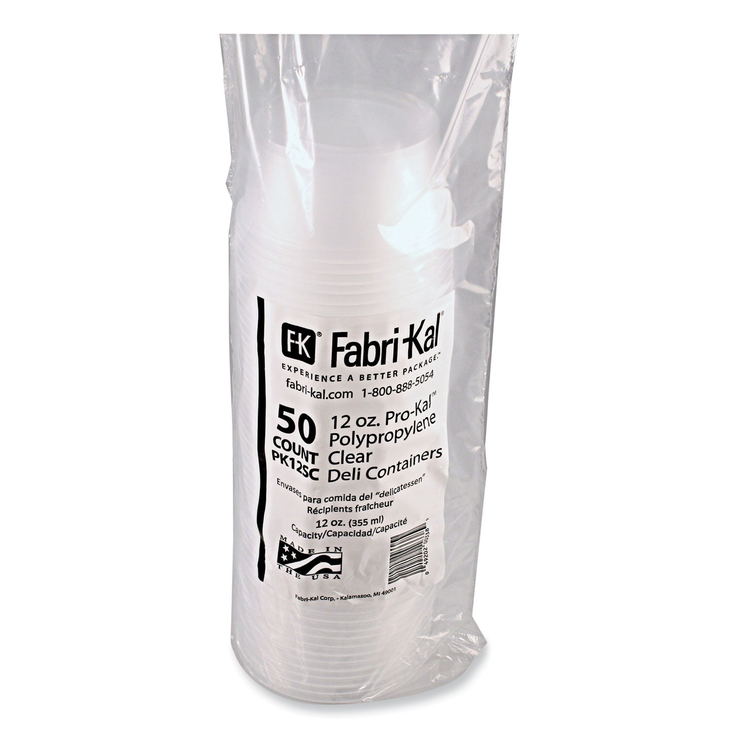 Fabri-Kal® Microwavable Deli Containers, 12 oz, 4.6" Diameter x 2.3" h, Clear, Plastic, 500/Carton