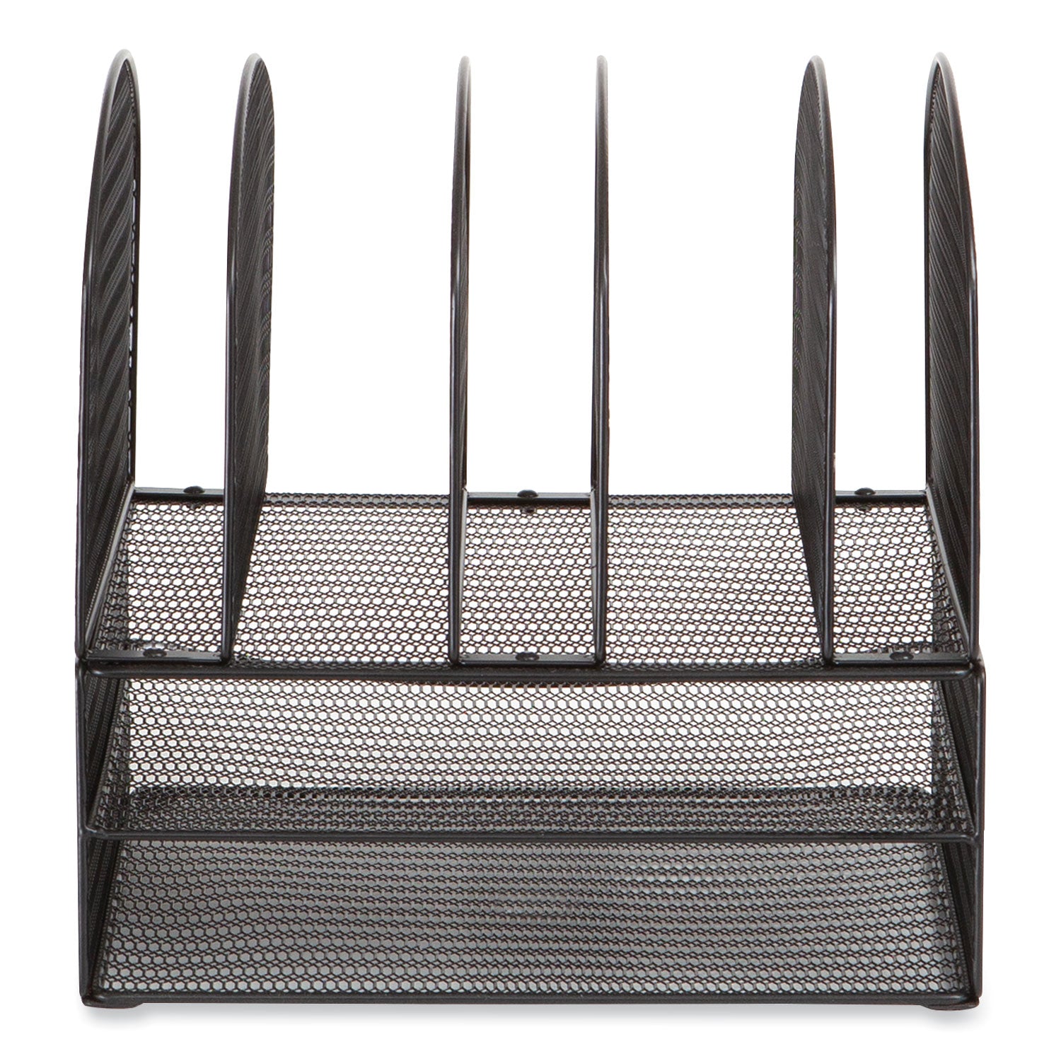 Safco® Onyx Mesh Desk Organizer, Two Horizontal and Six Upright Sections, Letter Size Files, 13.25 x 11.32 x 13.32, Black