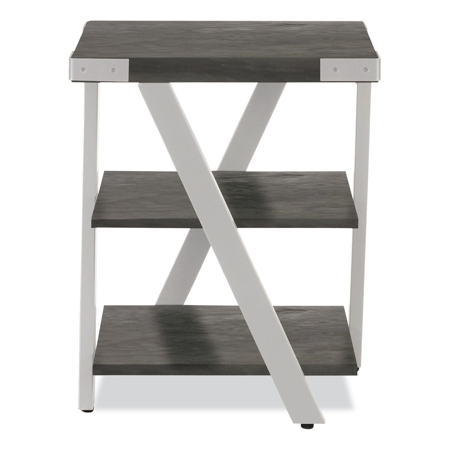 Safco® End Table, Square, 20 x 20 x 25, Stone Gray Top, Silver Base