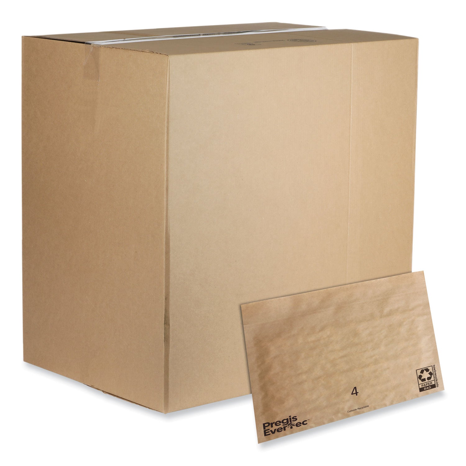 EverTec Curbside Recyclable Padded Mailer, #4, Kraft Paper, Self-Adhesive Closure, 14 x 9, Brown, 150/Carton