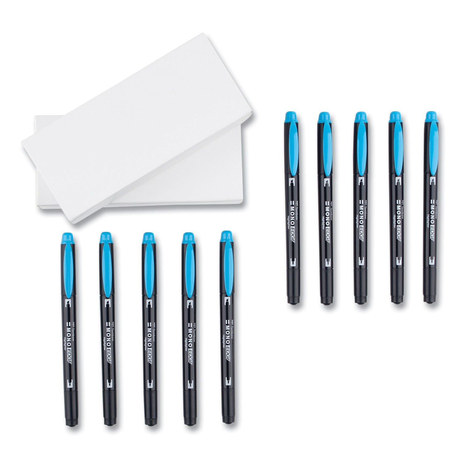 Tombow® Mono® Highlighters, Skyblue Ink, Bullet/Chisel Tip, Skyblue Barrel, 10/Box