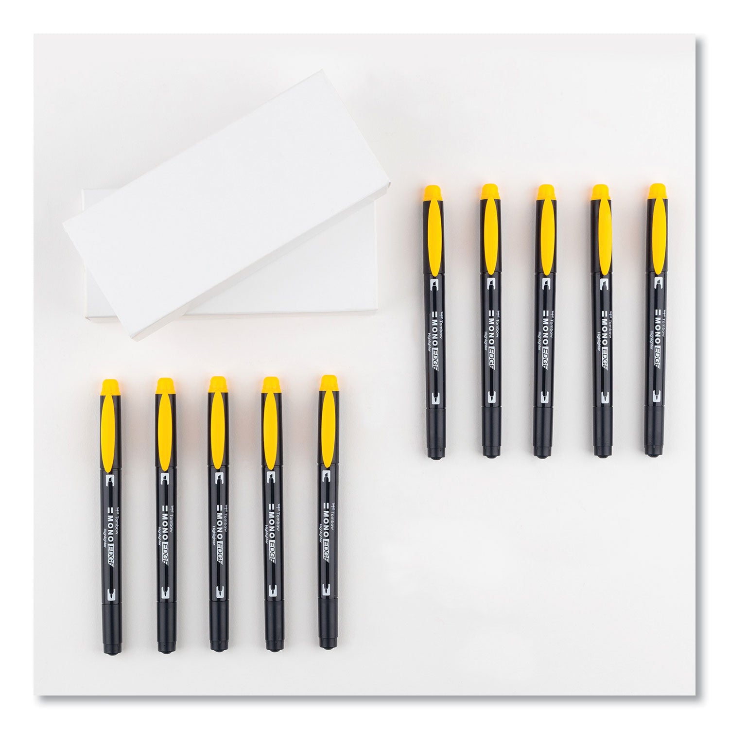 Tombow® Mono® Highlighters, Golden Yellow Ink, Bullet/Chisel Tip, Golden Yellow Barrel, 10/Box