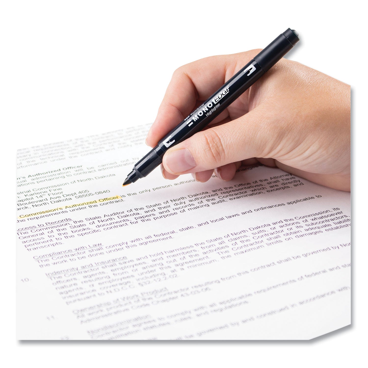 Tombow® Mono® Highlighters, Golden Yellow Ink, Bullet/Chisel Tip, Golden Yellow Barrel, 10/Box