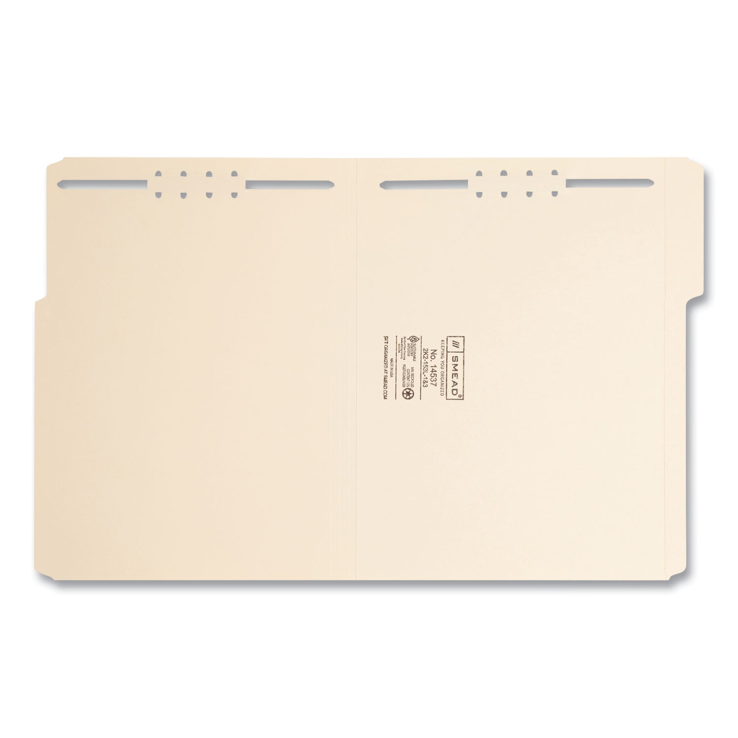 Smead Top Tab Fastener Folders, 1/3-Cut Tabs: Assorted, 0.75" Expansion, 2 Fasteners, Letter Size, Manila Exterior, 50/Box