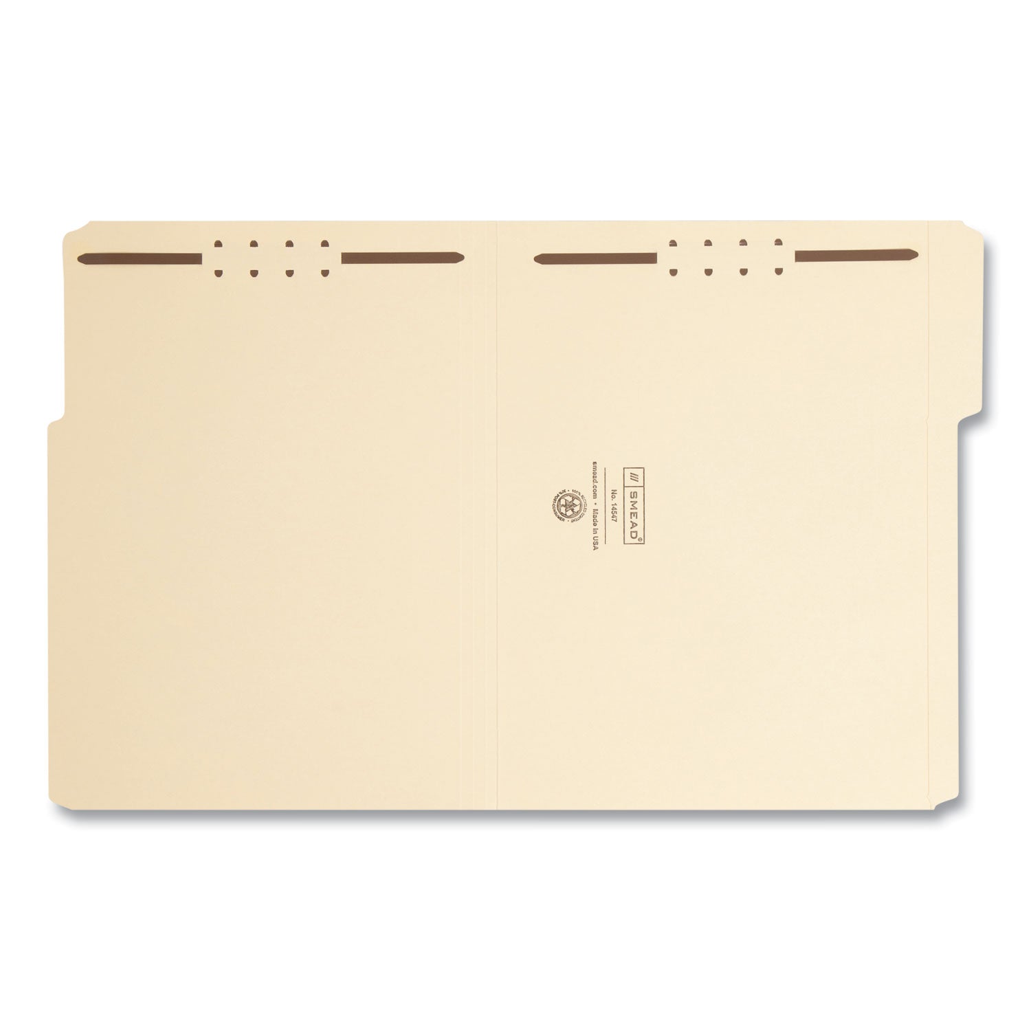 Smead Recycled Top Tab Fastener Folders, 1/3-Cut Tabs: Assorted, 0.75" Expansion, 2 Fasteners, Letter Size, Manila Exterior, 50/Box