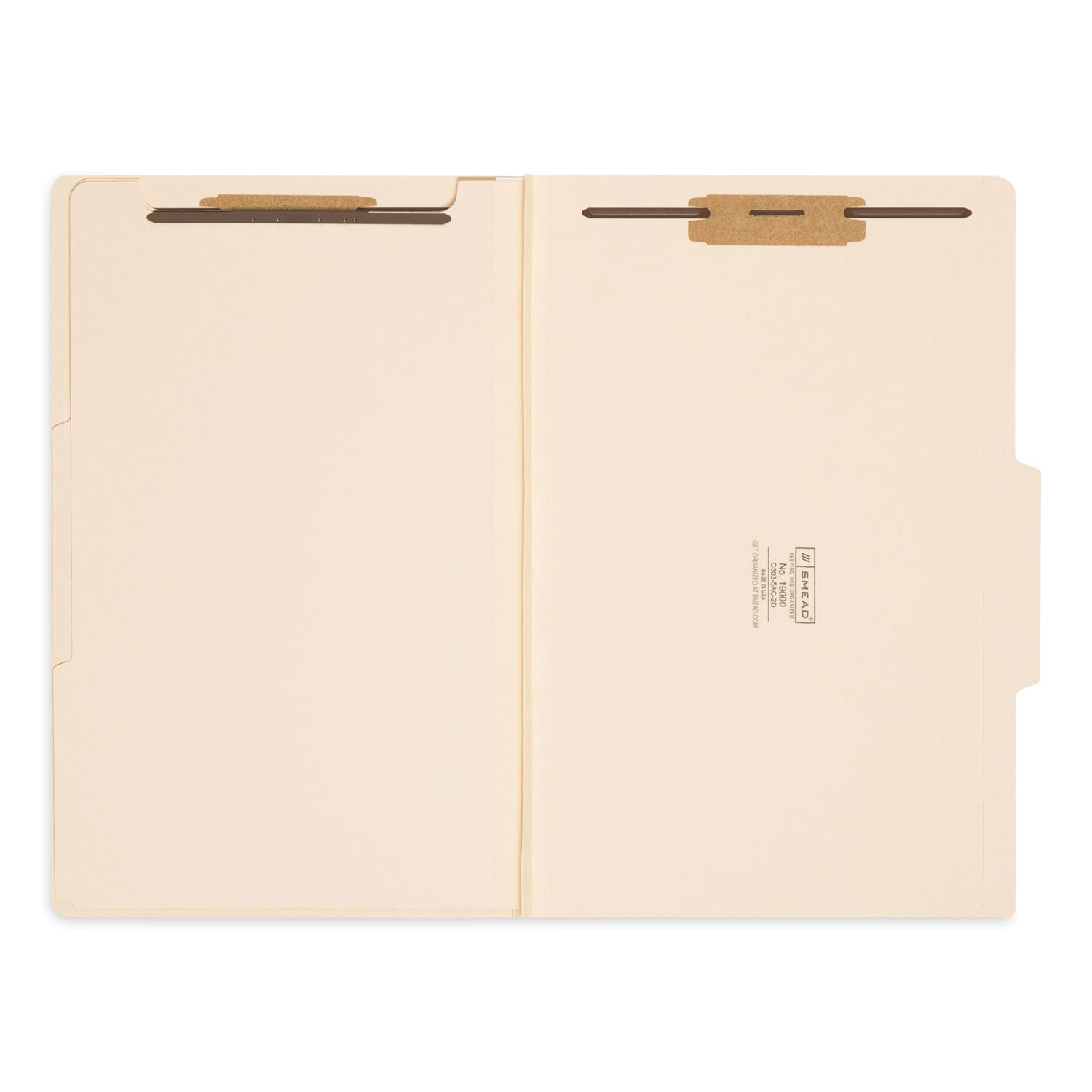 Smead Four-Section Top Tab Classification Folders, 2" Expansion, 1 Divider, 4 Fasteners, Legal Size, Manila, 10/Box