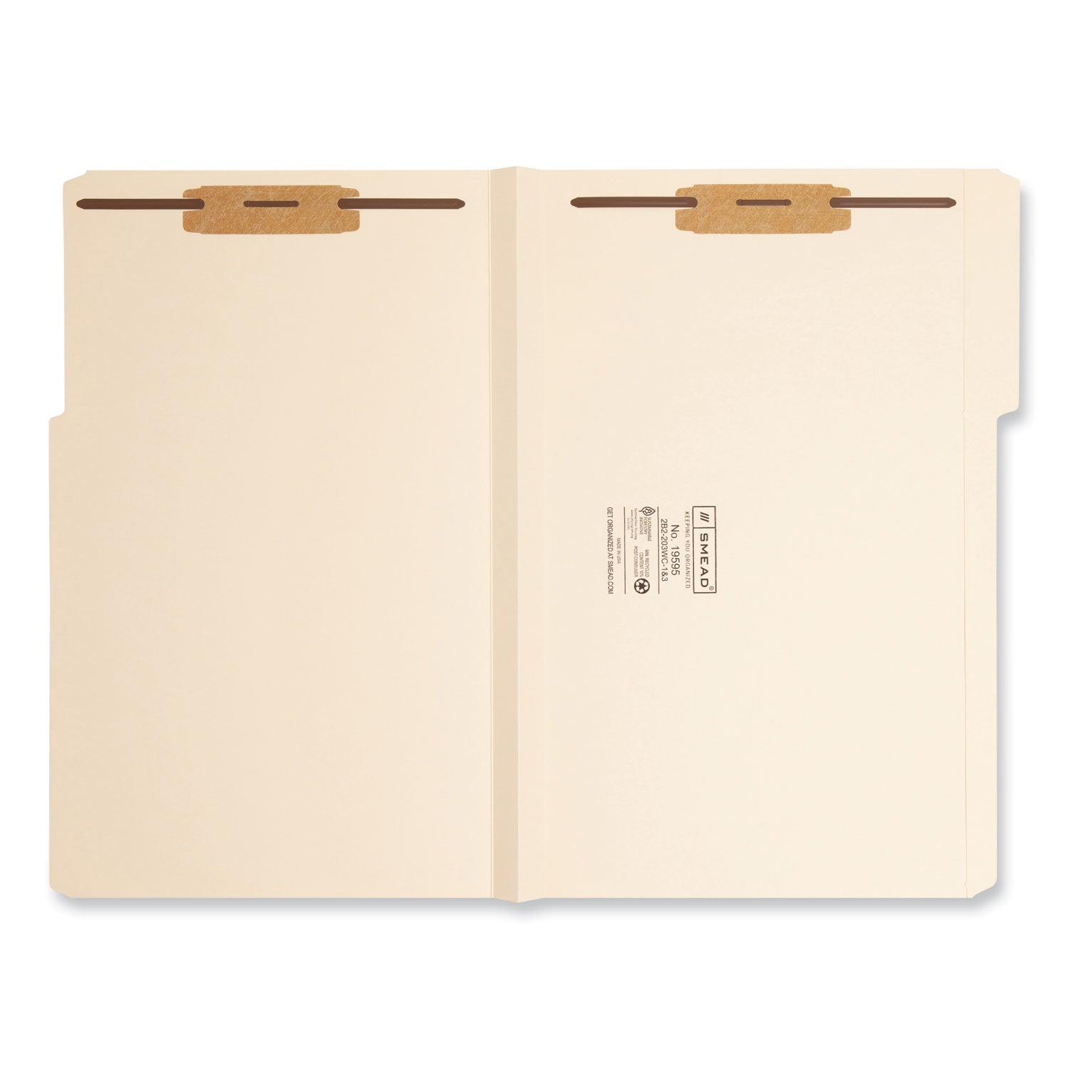 Smead Top Tab Manila Expansion Fastener Folders, 1.5" Expansion, 2 Fasteners, Legal Size, Manila Exterior, 50/Box
