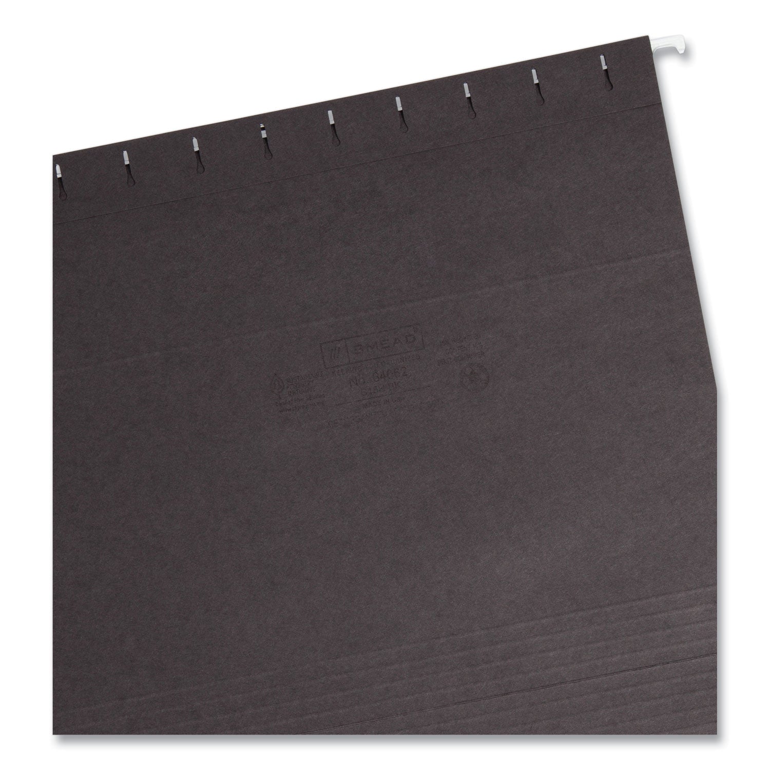 Smead Colored Hanging File Folders with 1/5 Cut Tabs, Letter Size, 1/5-Cut Tabs, Black, 25/Box