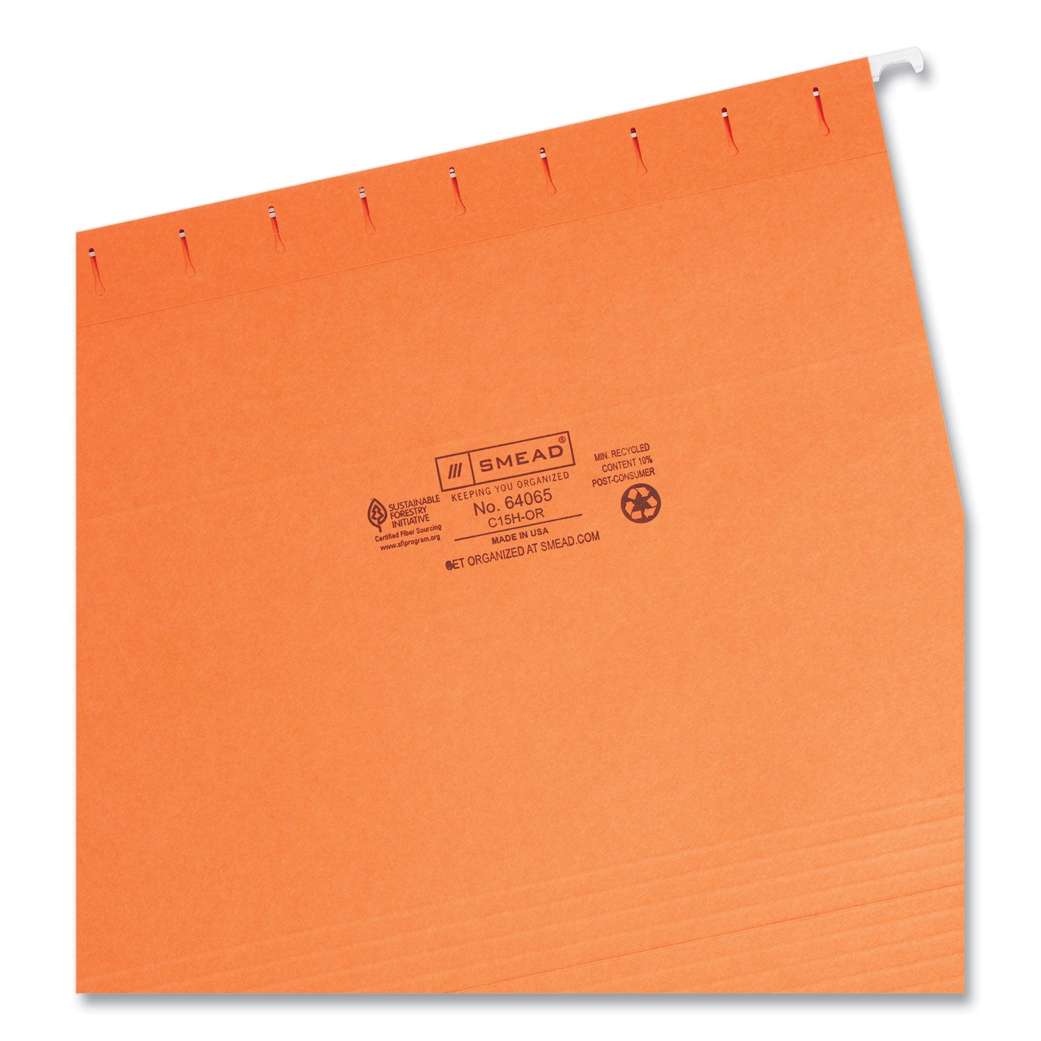 Smead Colored Hanging File Folders with 1/5 Cut Tabs, Letter Size, 1/5-Cut Tabs, Orange, 25/Box