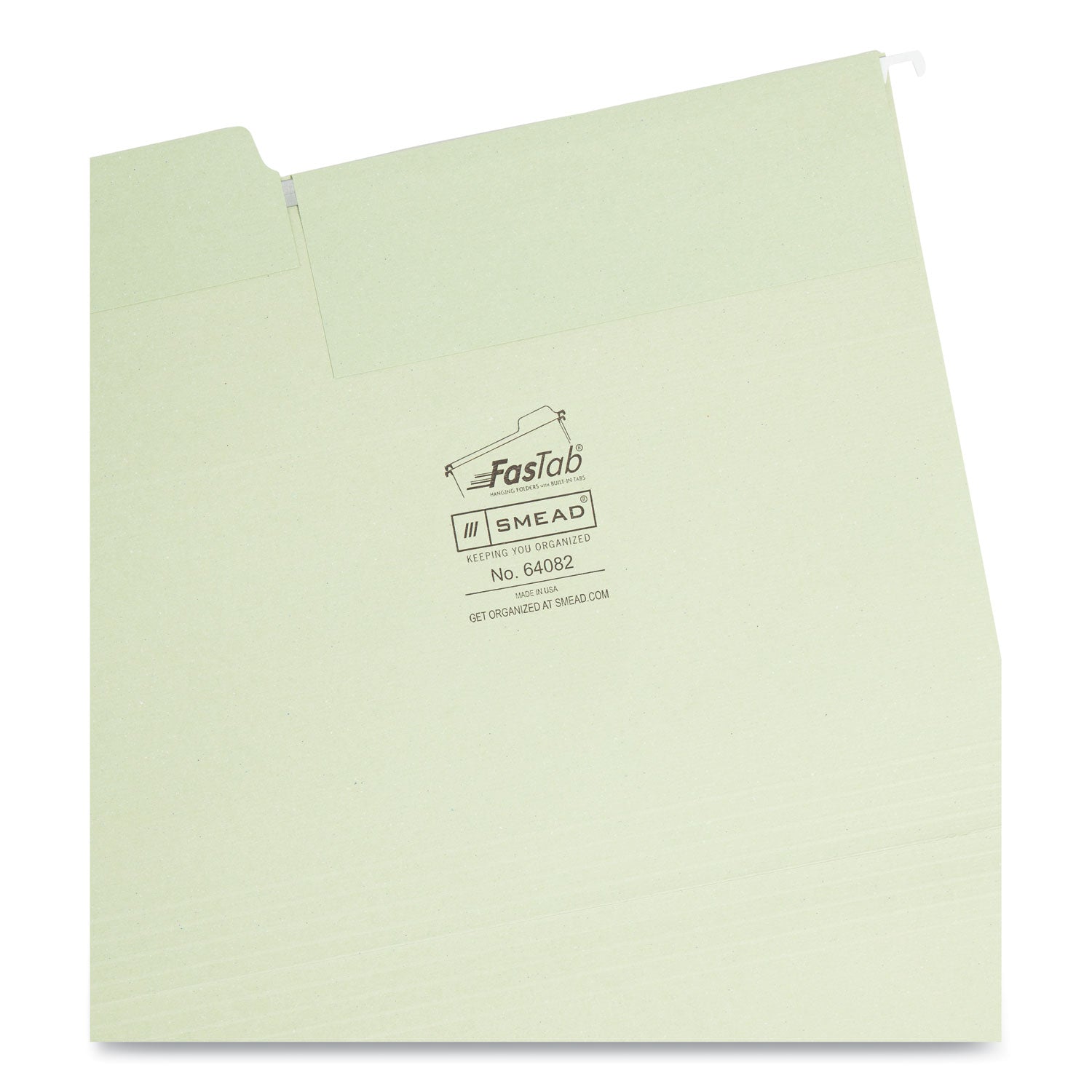 Smead FasTab Hanging Folders, Letter Size, 1/3-Cut Tabs, Moss, 20/Box
