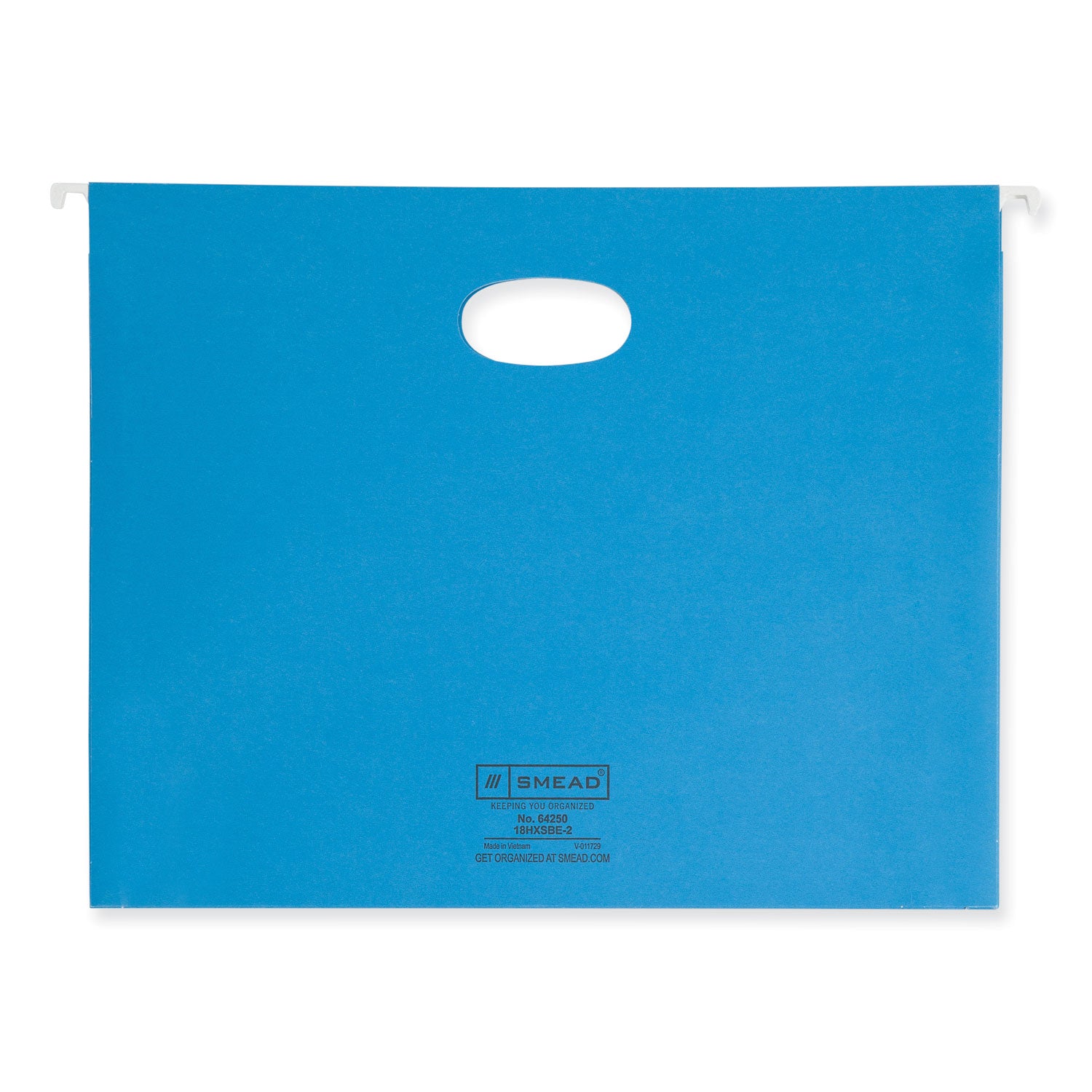 Smead Hanging Pockets with Full-Height Gusset, 1 Section, 2" Capacity, Letter Size, 1/5-Cut Tabs, Sky Blue, 25/Box