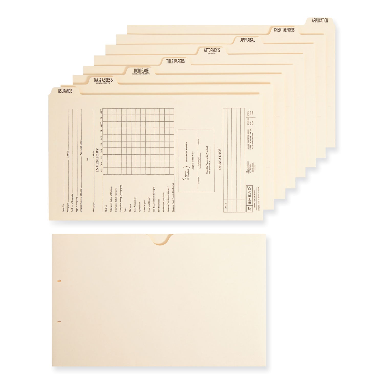 Smead Replacement Pressboard Mortgage File Dividers, Punched for K-Style Fasteners, Legal Size, Manila, 8 Dividers/Set, 12 Sets/Box
