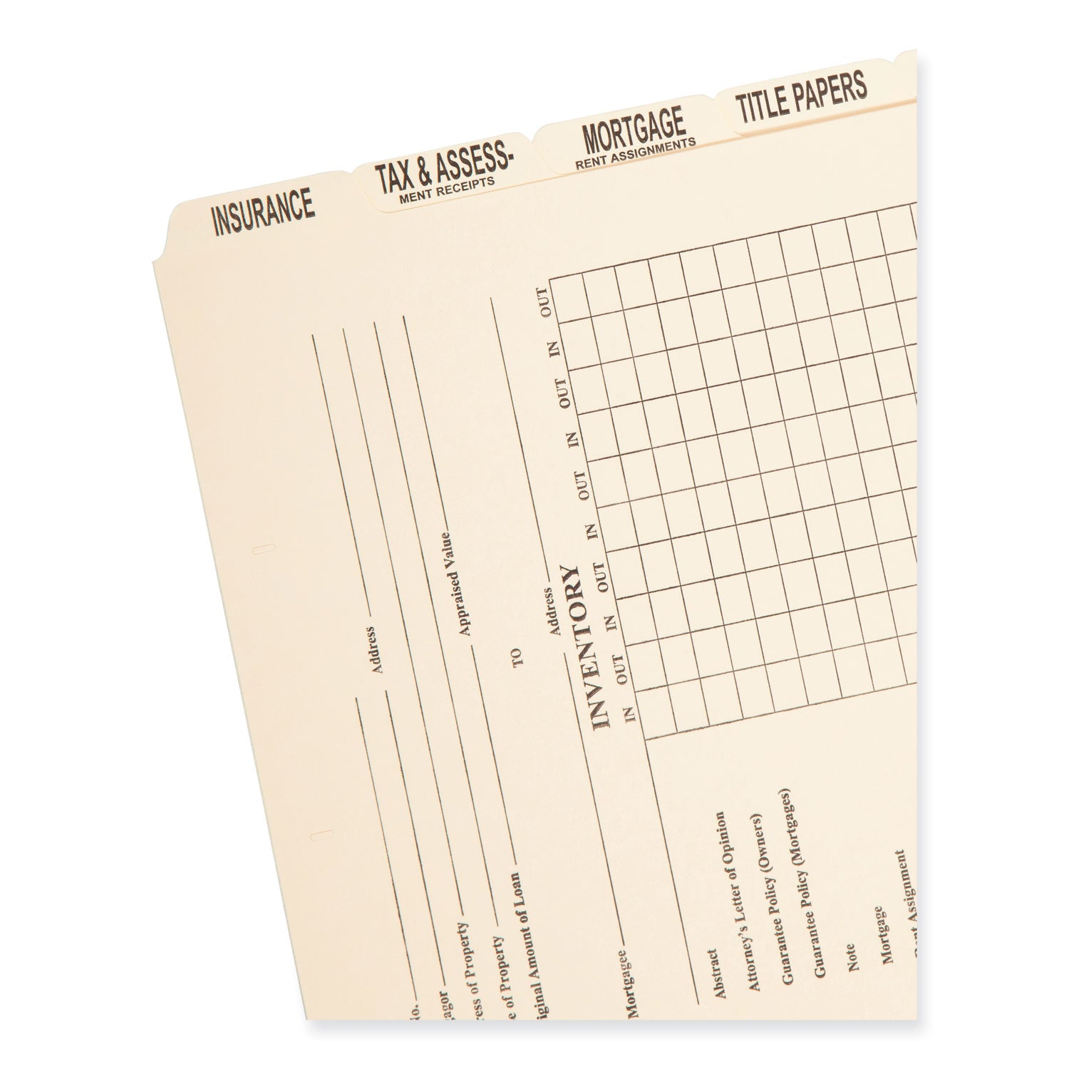 Smead Replacement Pressboard Mortgage File Dividers, Punched for K-Style Fasteners, Legal Size, Manila, 8 Dividers/Set, 12 Sets/Box