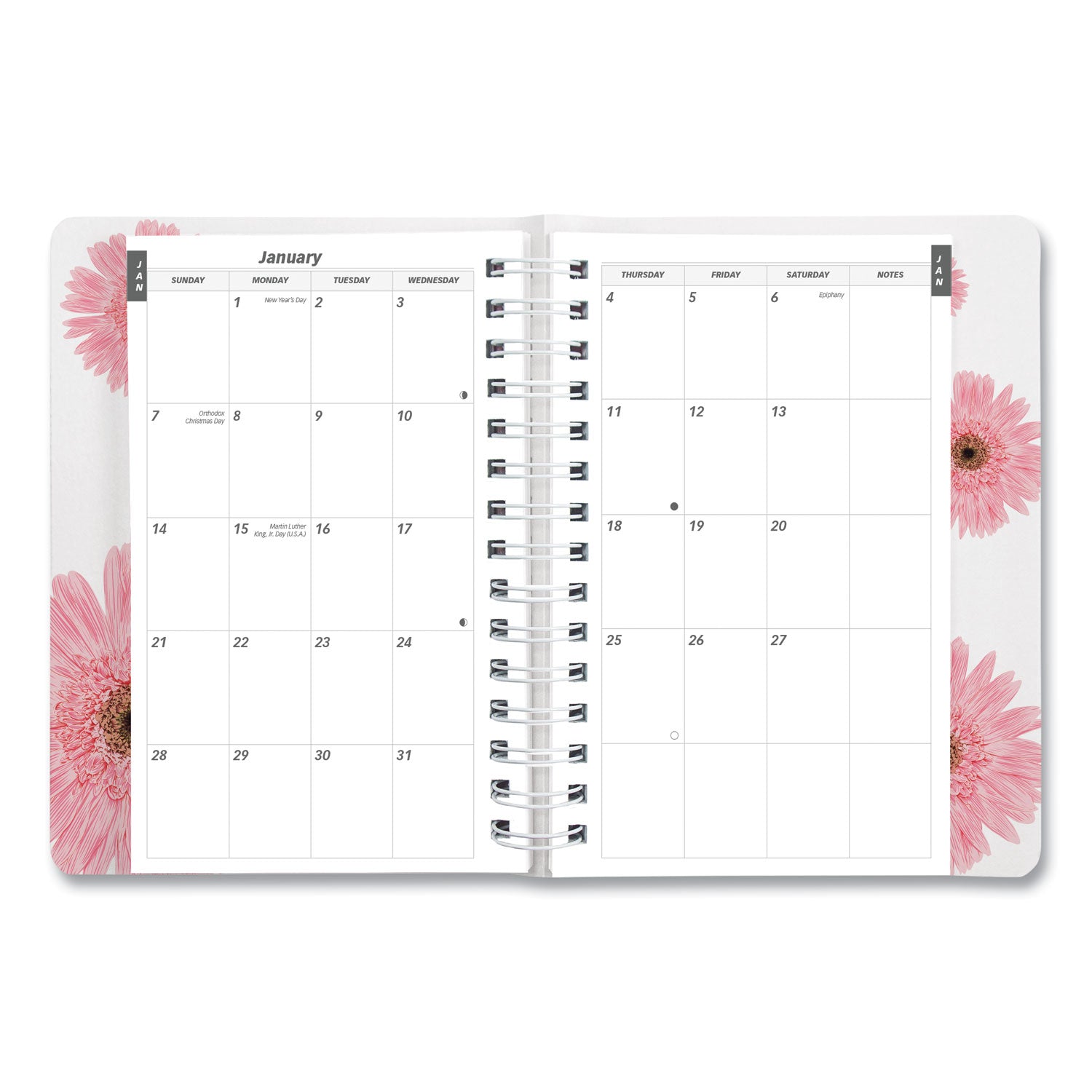 Brownline® Pink Ribbon Essential Daily Appt Book, Breast Cancer, Daisy Artwork, 8 x 5, Navy/Gray/Pink Cover, 12-Month (Jan to Dec): 2025