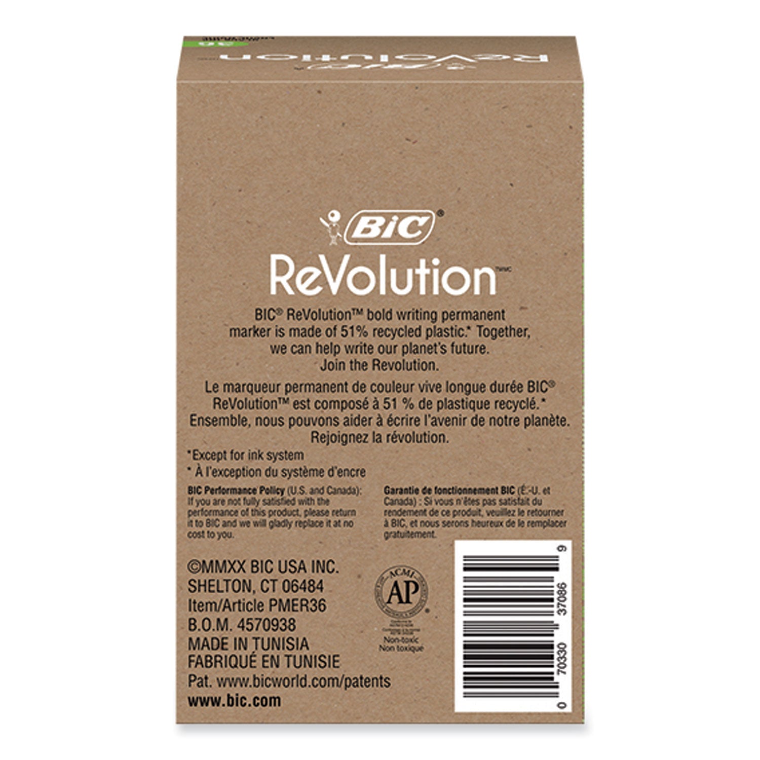 BIC® ReVolution Permanent Markers, Fine Bullet Tip, Black, 36/Pack