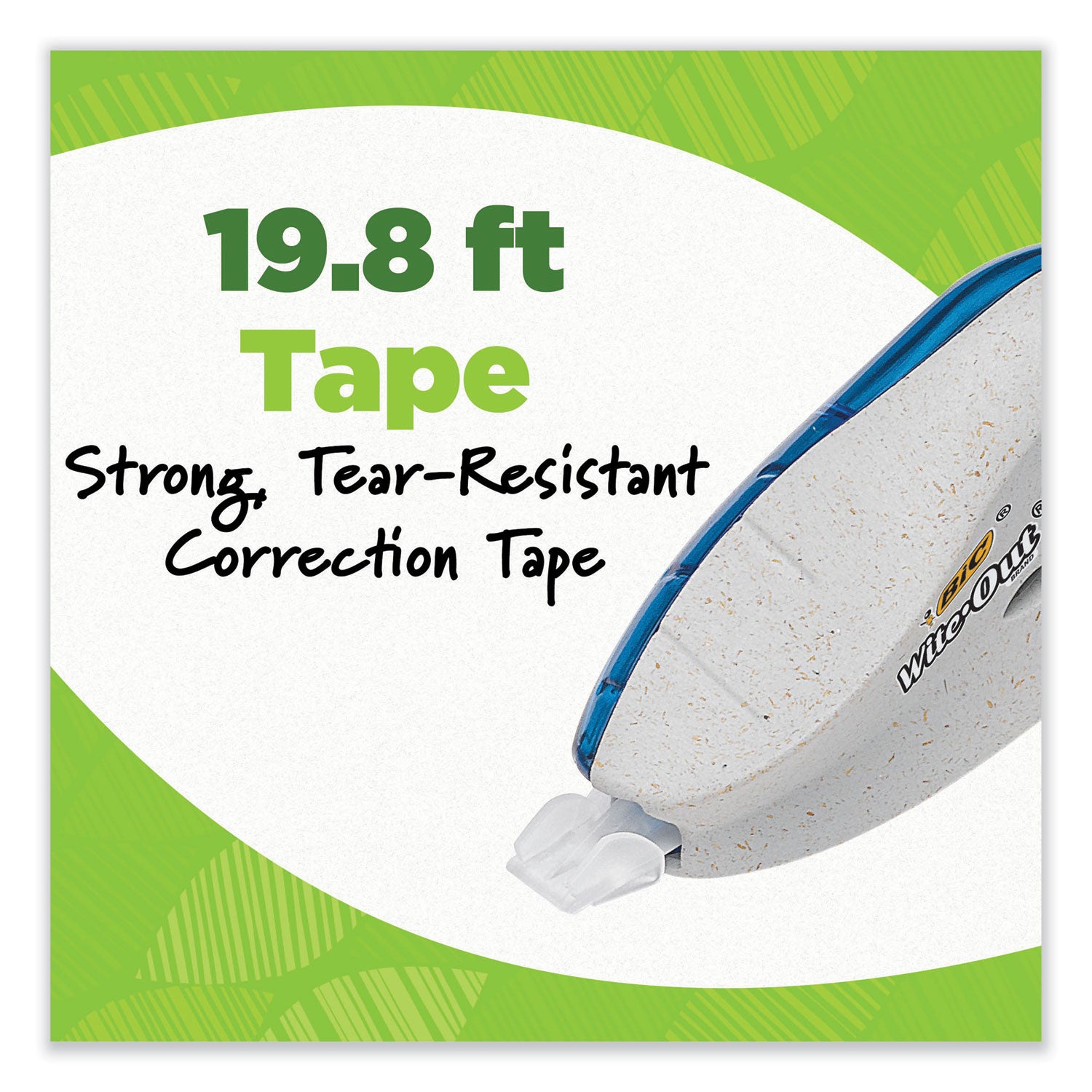 BIC® Wite-Out Brand Ecolutions Correction Tape, Non-Refillable, White, 0.2" x 19.8 ft, 2/Pack