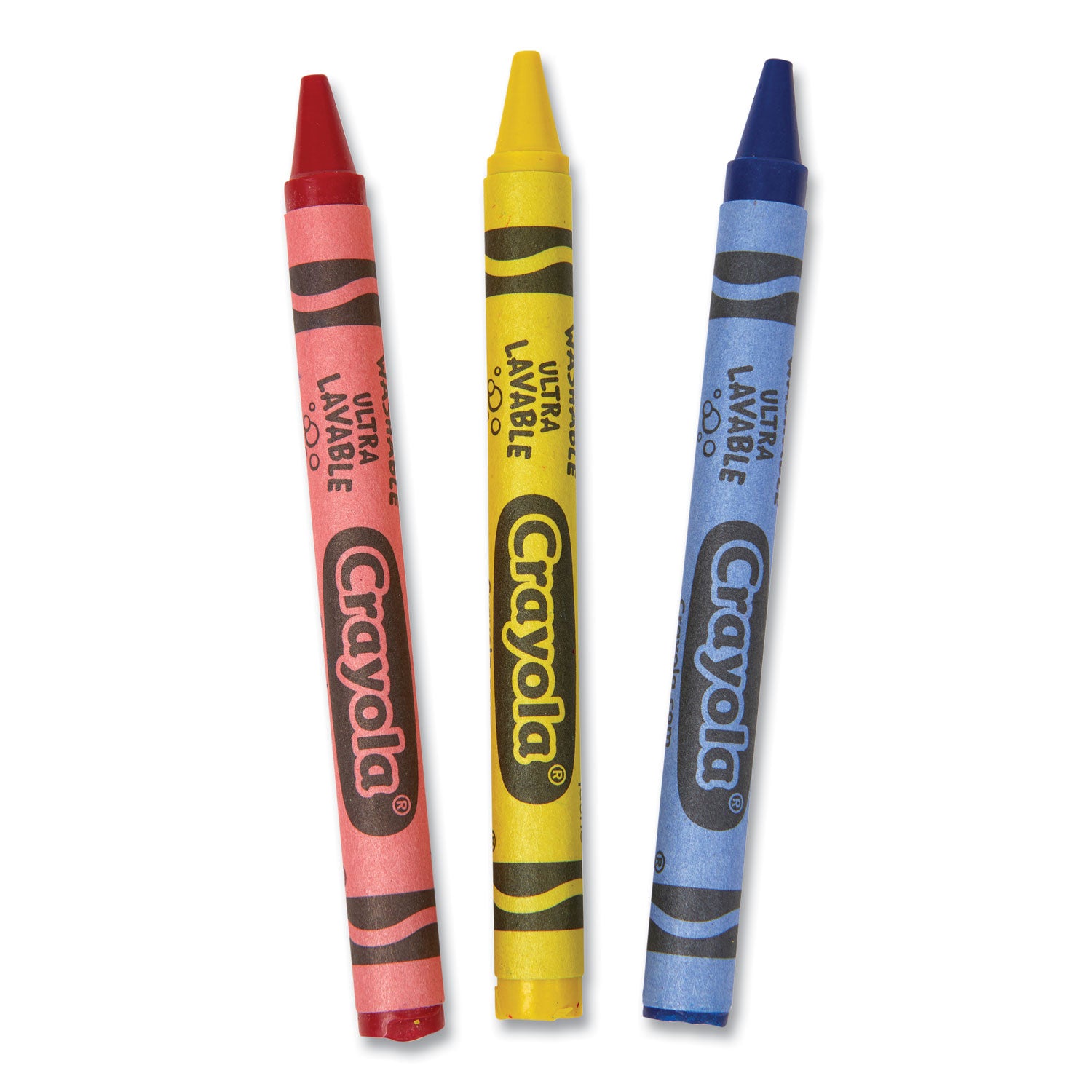 Crayola® Washable Crayons, Blue, Red, Yellow 3/Pack, 360 Packs/Carton