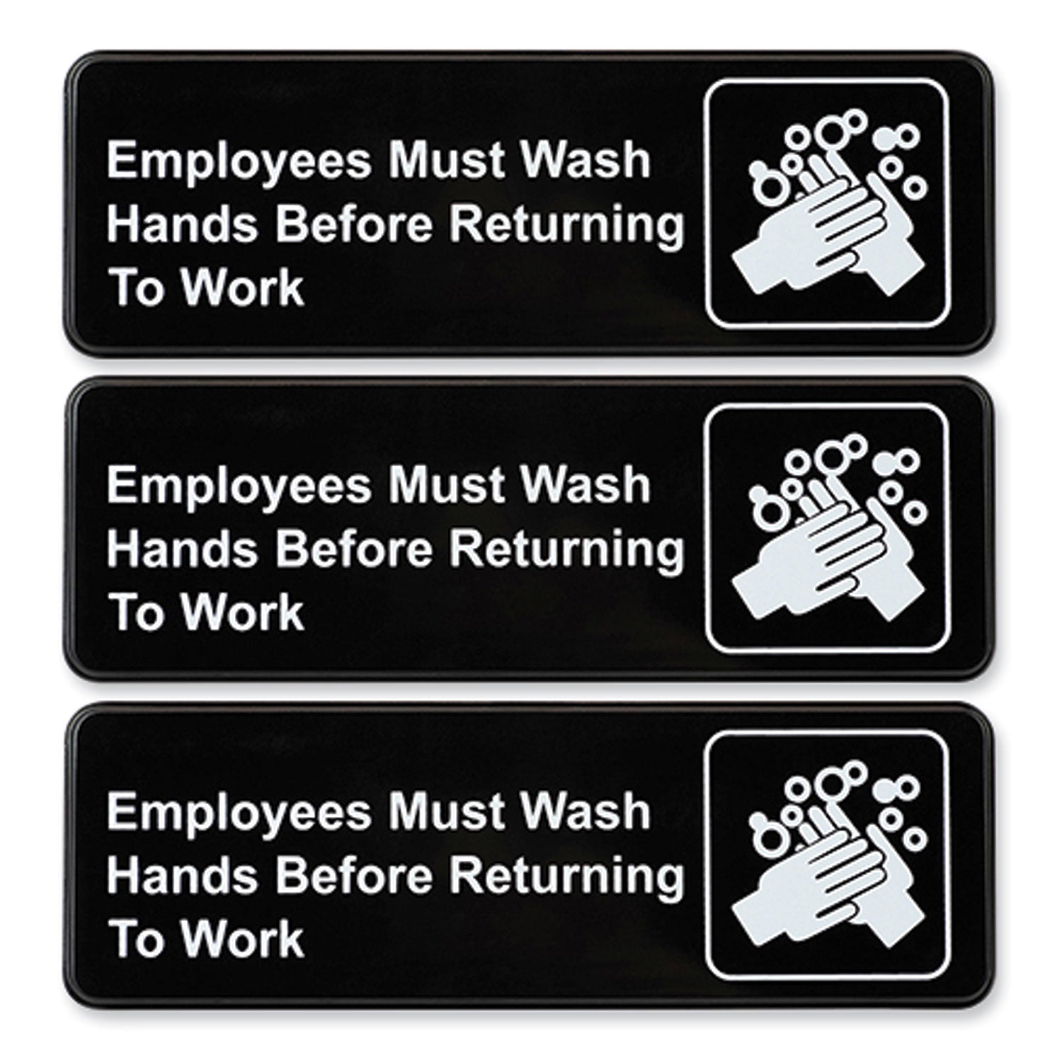 Indoor/Outdoor Restroom with Braille Text, 6" x 9", Black Face, White Graphics, 3/Pack