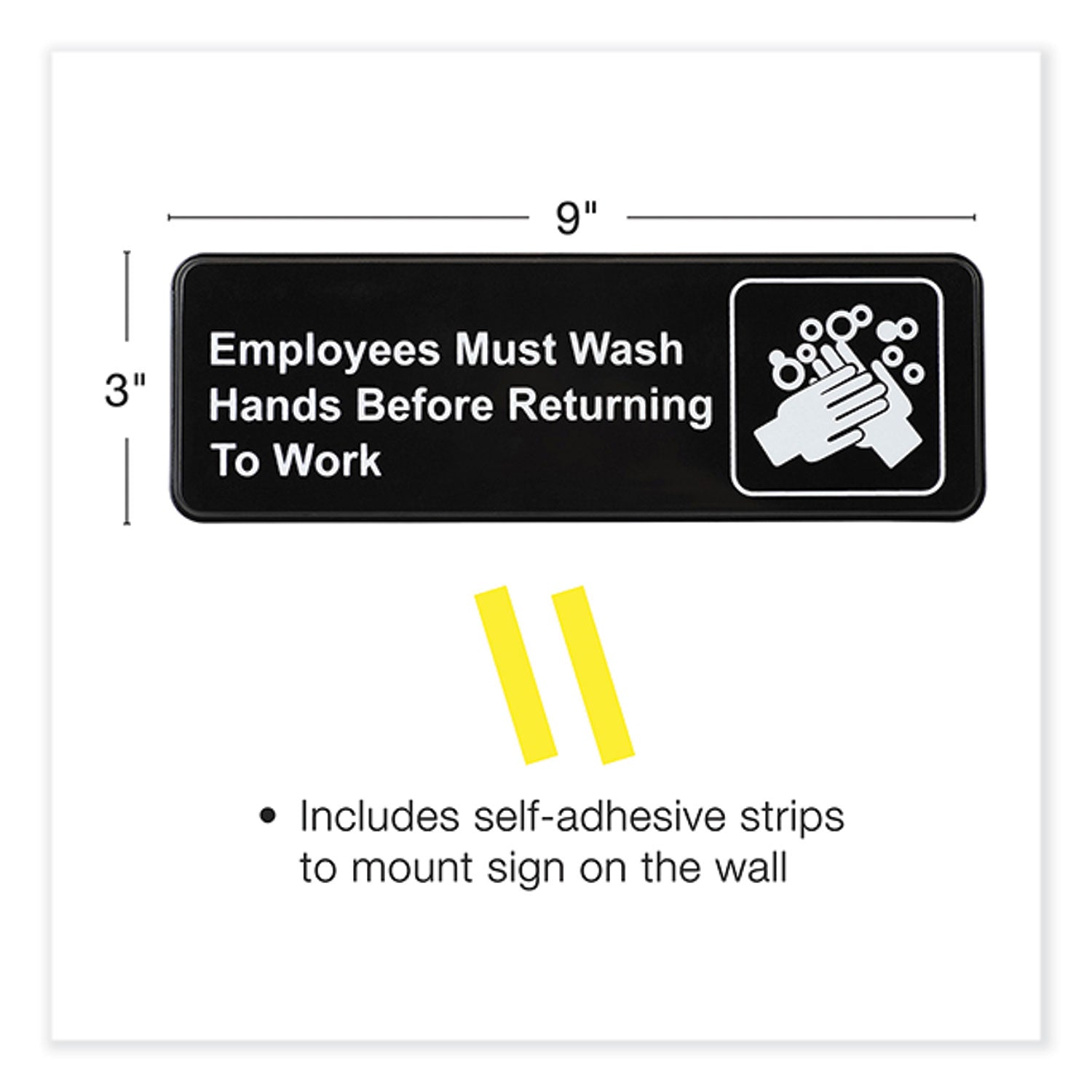 Excello Global Products® Indoor/Outdoor Restroom with Braille Text, 6" x 9", Black Face, White Graphics, 3/Pack