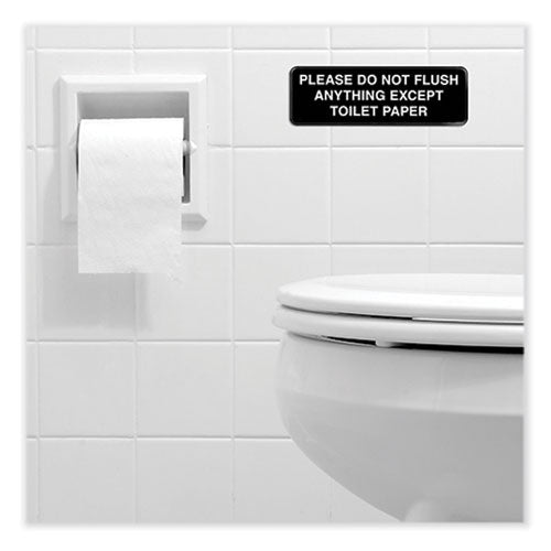 Excello Global Products® Please Do Not Flush Indoor/Outdoor Wall Sign, 9" x 3", Black Face, White Graphics, 3/Pack