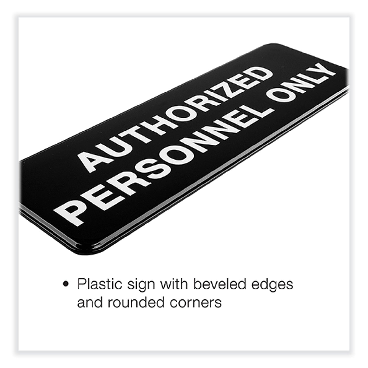Excello Global Products® Authorized Personnel Only Indoor/Outdoor Wall Sign, 9" x 3", Black Face, White Graphics, 3/Pack