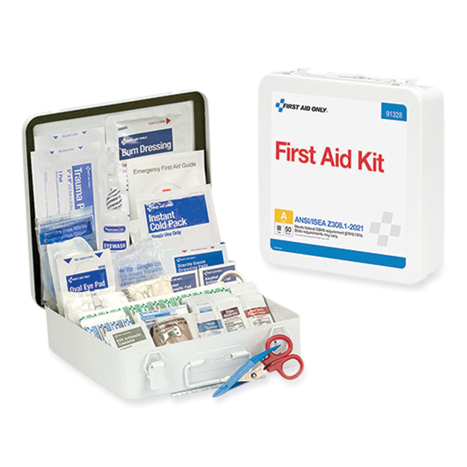 First Aid Only™ ANSI 2021 Type III First Aid Kit for 50 People, 184 Pieces, Metal Case