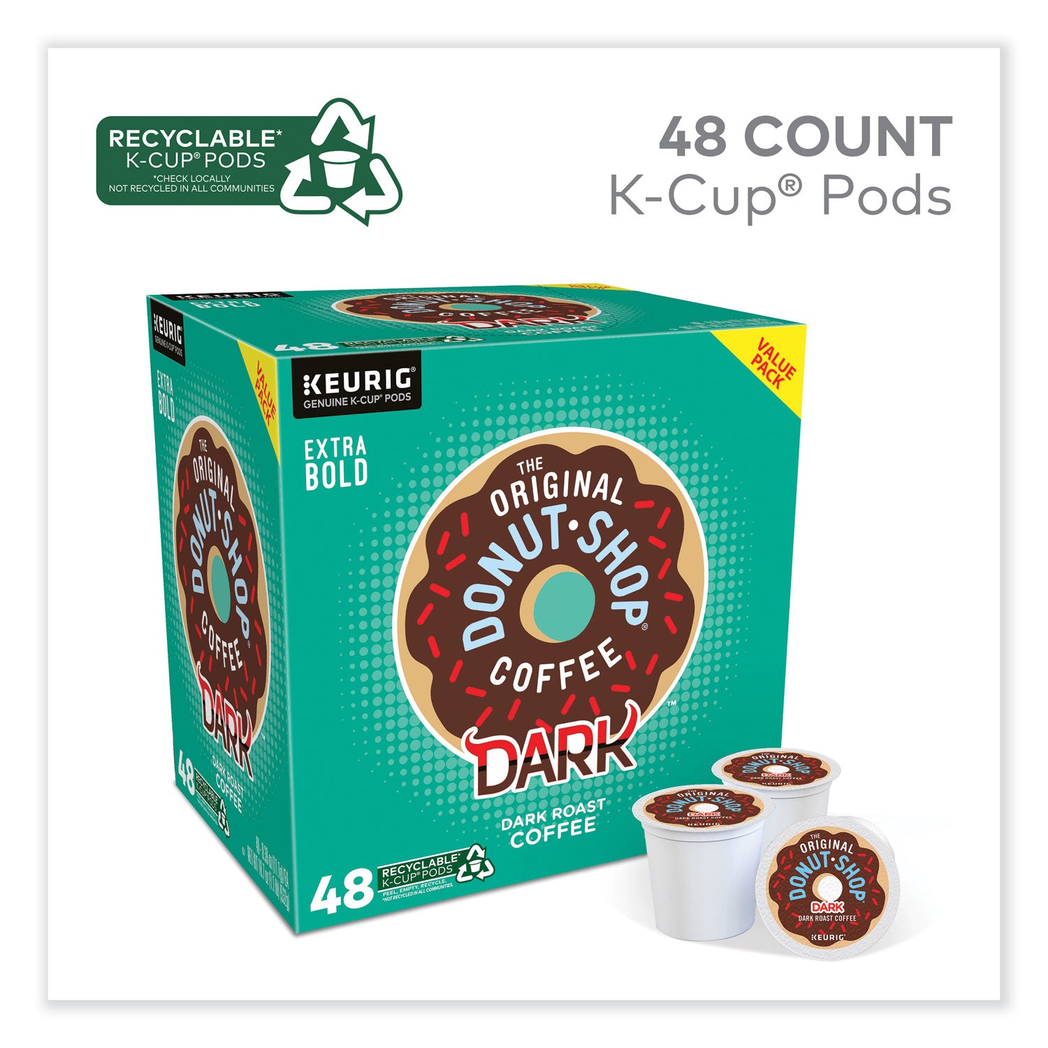 The Original Donut Shop® DARK K-Cups, Regular Extra Bold, 48/Box