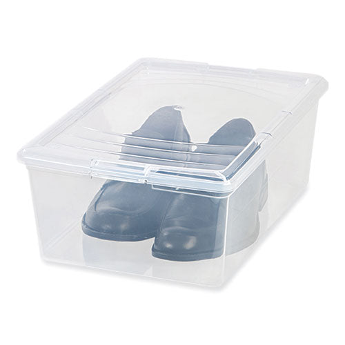IRIS 13.5 Qt. Lift-Off Lid Storage Tote, 10.6" x 16.1" x 5.9", Clear/Gray
