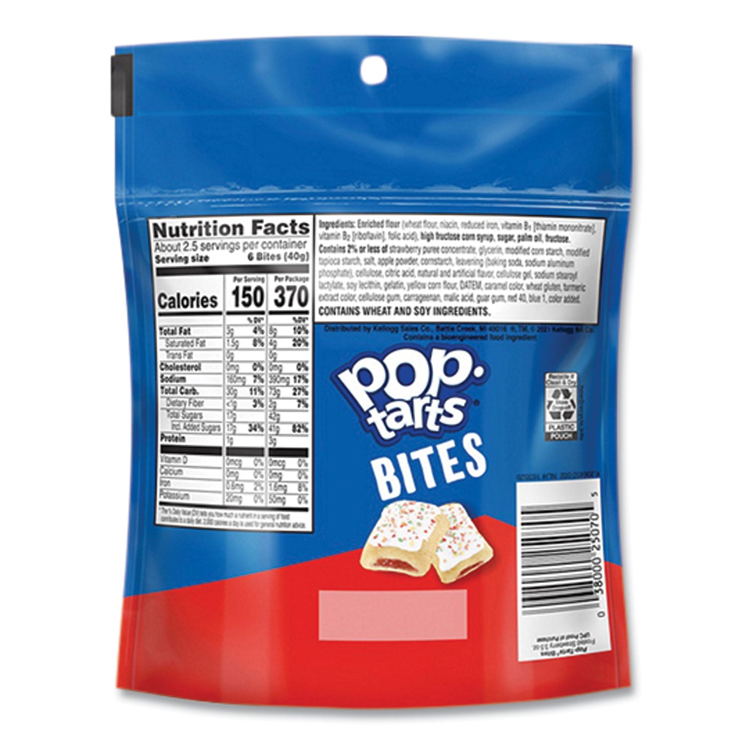 Kellogg's® Pop Tarts Bites, Frosted Strawberry, 3.5 oz Bag, 6/Carton