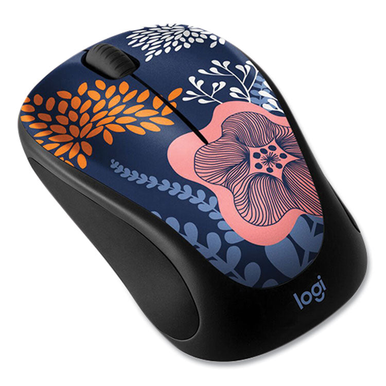 Logitech® M317 Design Collection Limited Edition Wireless Ambidextrous Optical Mouse, 2.4 GHz Frequency/33 ft Range, Forest Floral