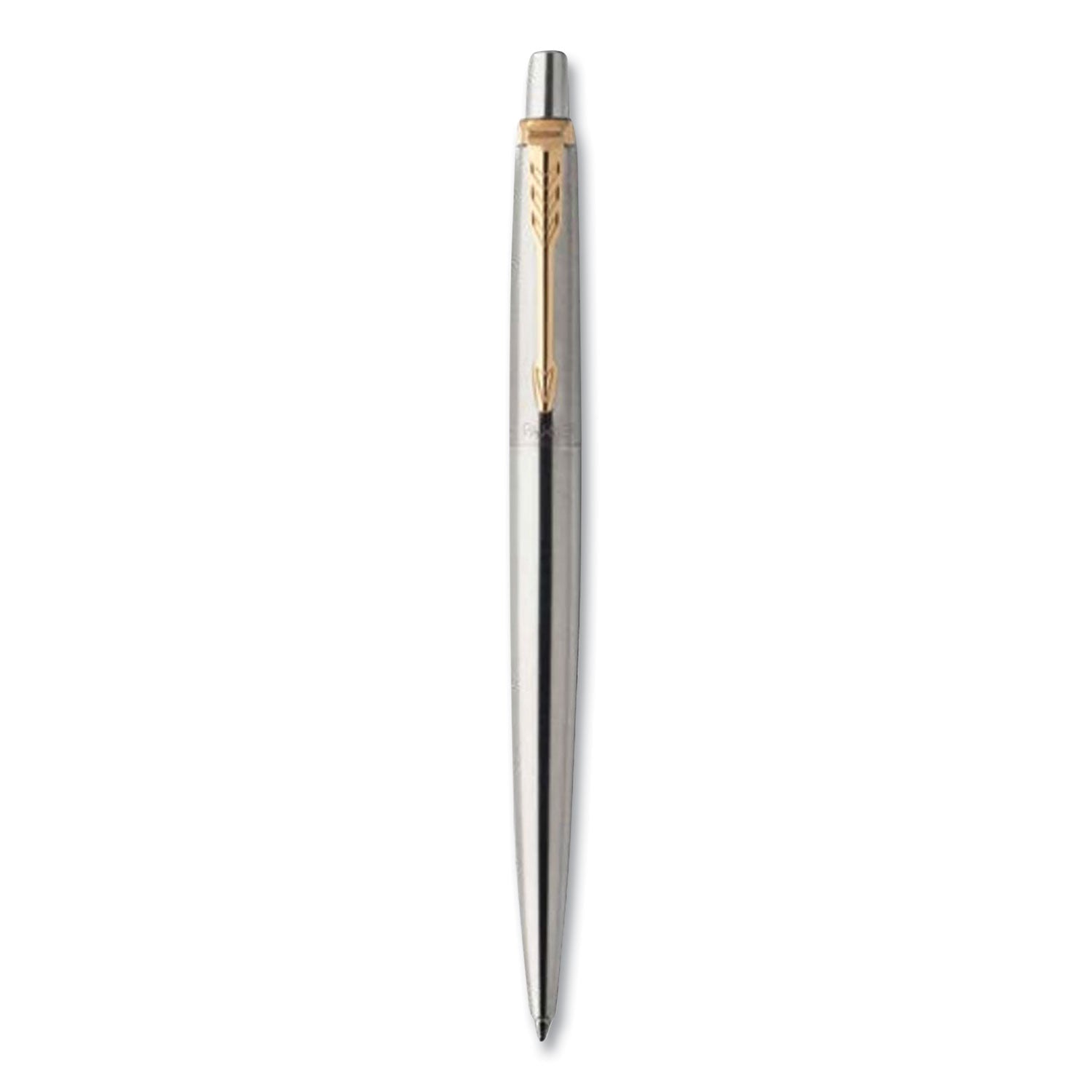 Parker® Jotter Rollerball Pen, Retractable, Medium 0.7 mm, Black Ink, Stainless Steel Barrel