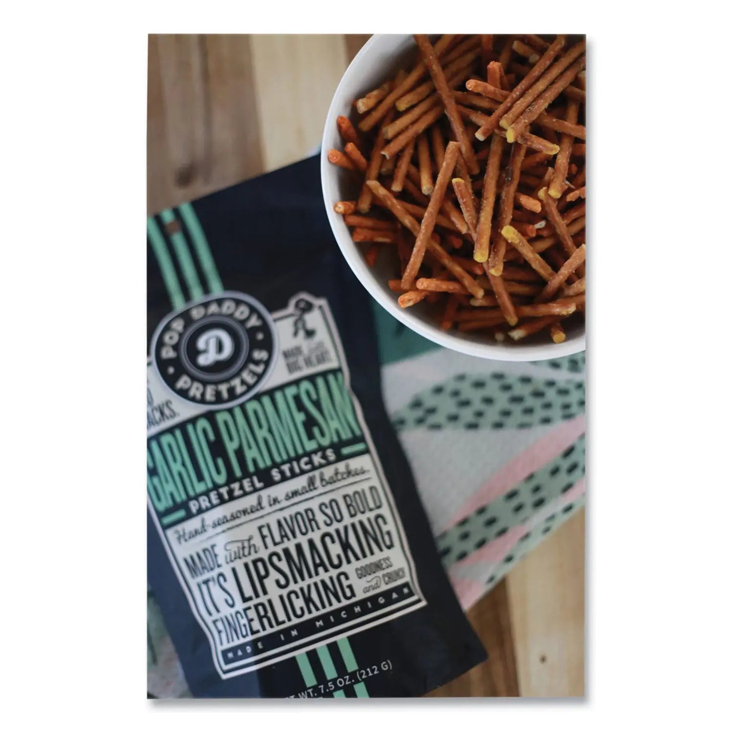 Garlic Parmesan Pretzel Sticks, 3 oz Bag, 15/Carton Pop Daddy Flipcost