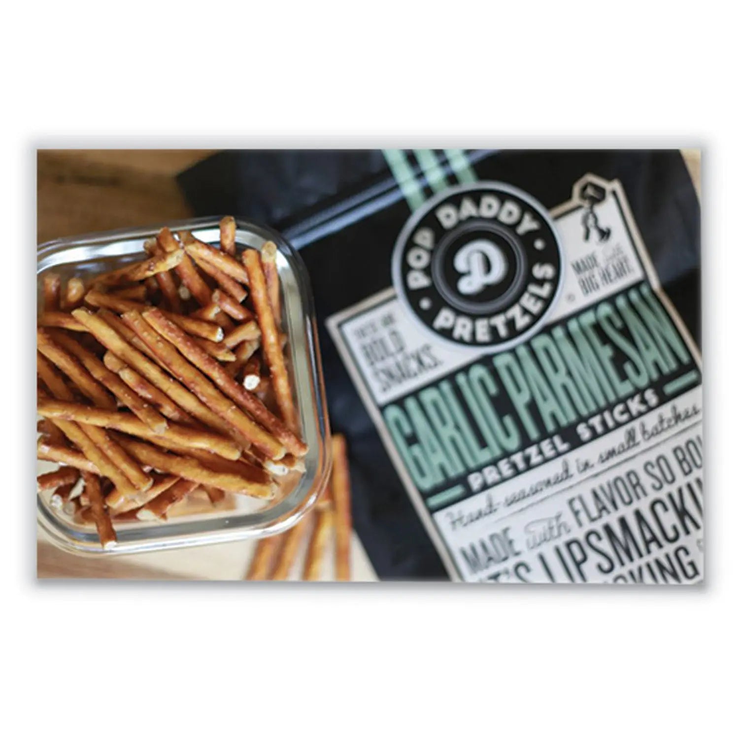 Garlic Parmesan Pretzel Sticks, 3 oz Bag, 15/Carton Pop Daddy Flipcost