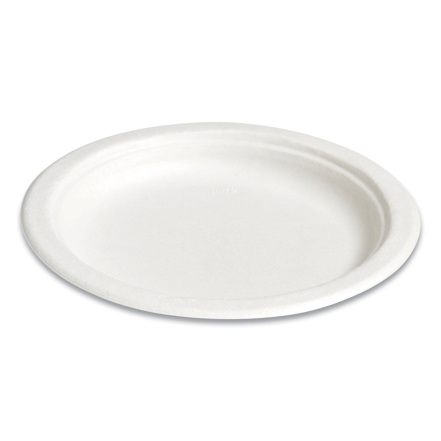 Perk™ PFAS-Free Compostable Bagasse Plates, Sugarcane, 6" dia, White, 250/Pack