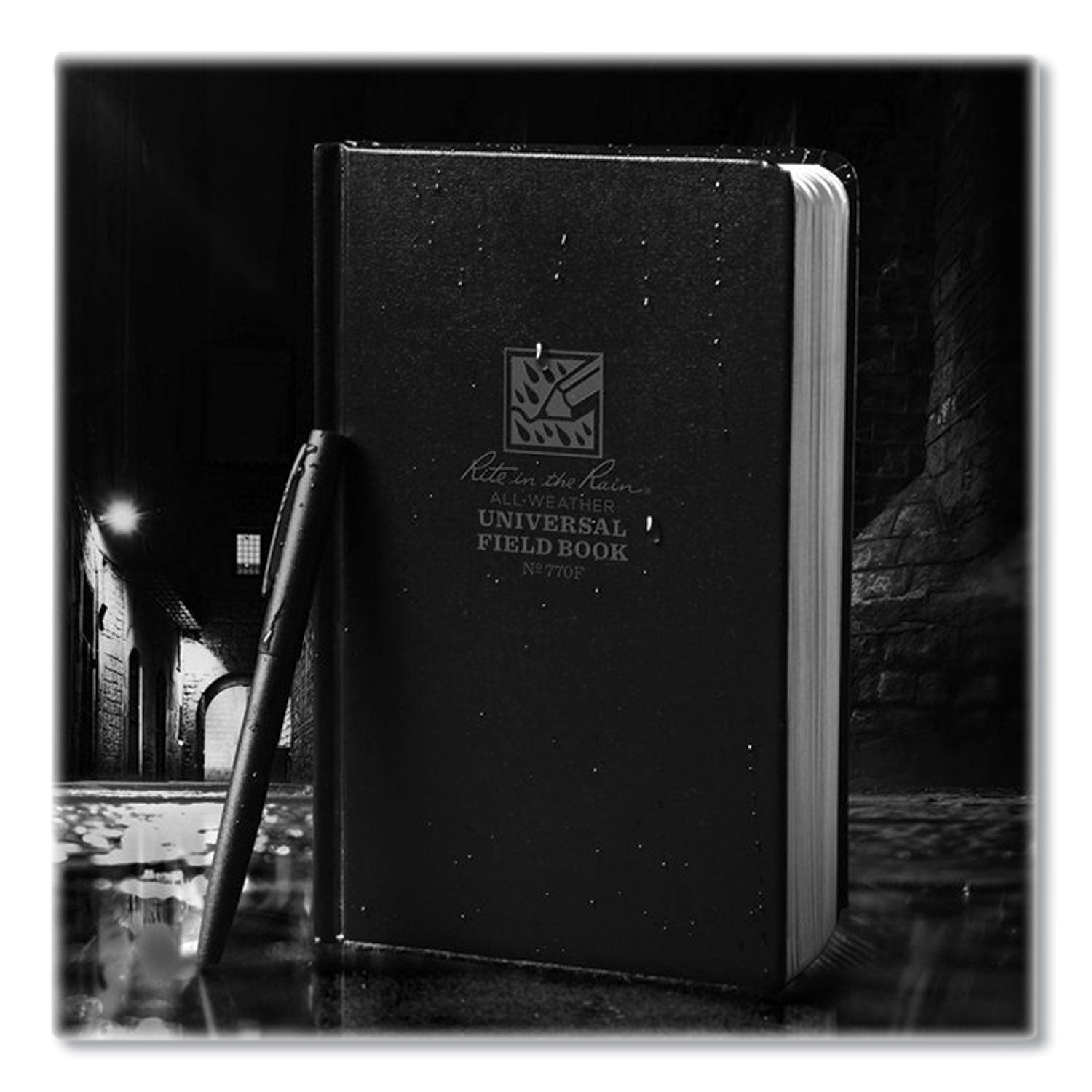 Rite in the Rain® All-Weather Hardbound Notebook, Universal: Narrow Rule and Quadrille Rule, Black Cover, (80) 7.25 x 4.38 Sheets