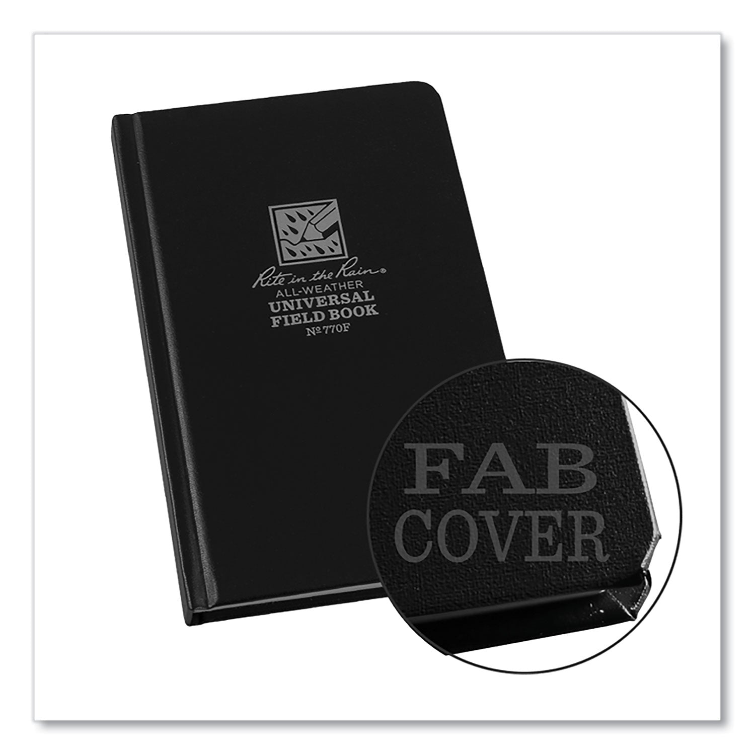 Rite in the Rain® All-Weather Hardbound Notebook, Universal: Narrow Rule and Quadrille Rule, Black Cover, (80) 7.25 x 4.38 Sheets