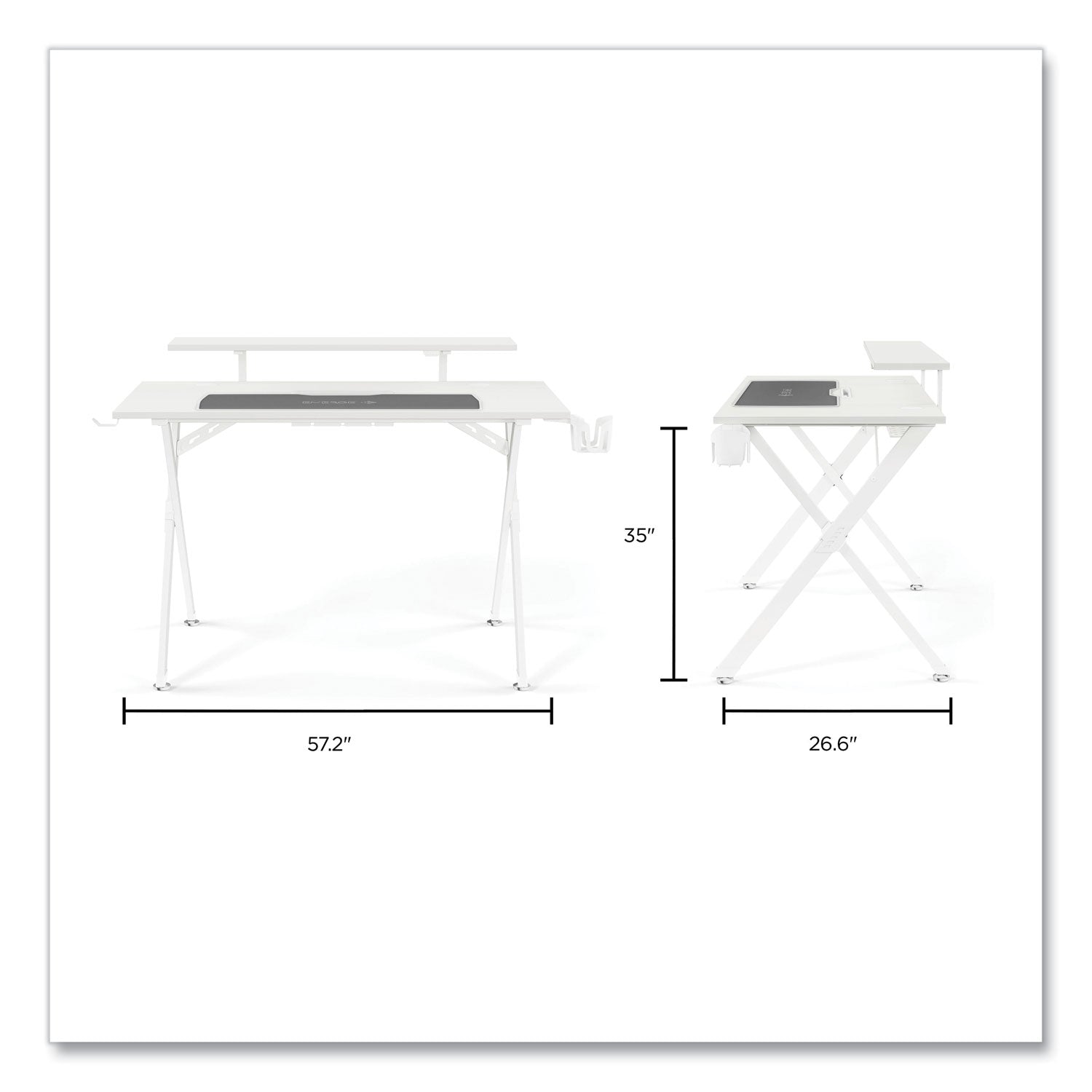 Union & Scale™ Vizon 47" Gaming Desk, 47.2" x 26.6" x 35", White Colorway