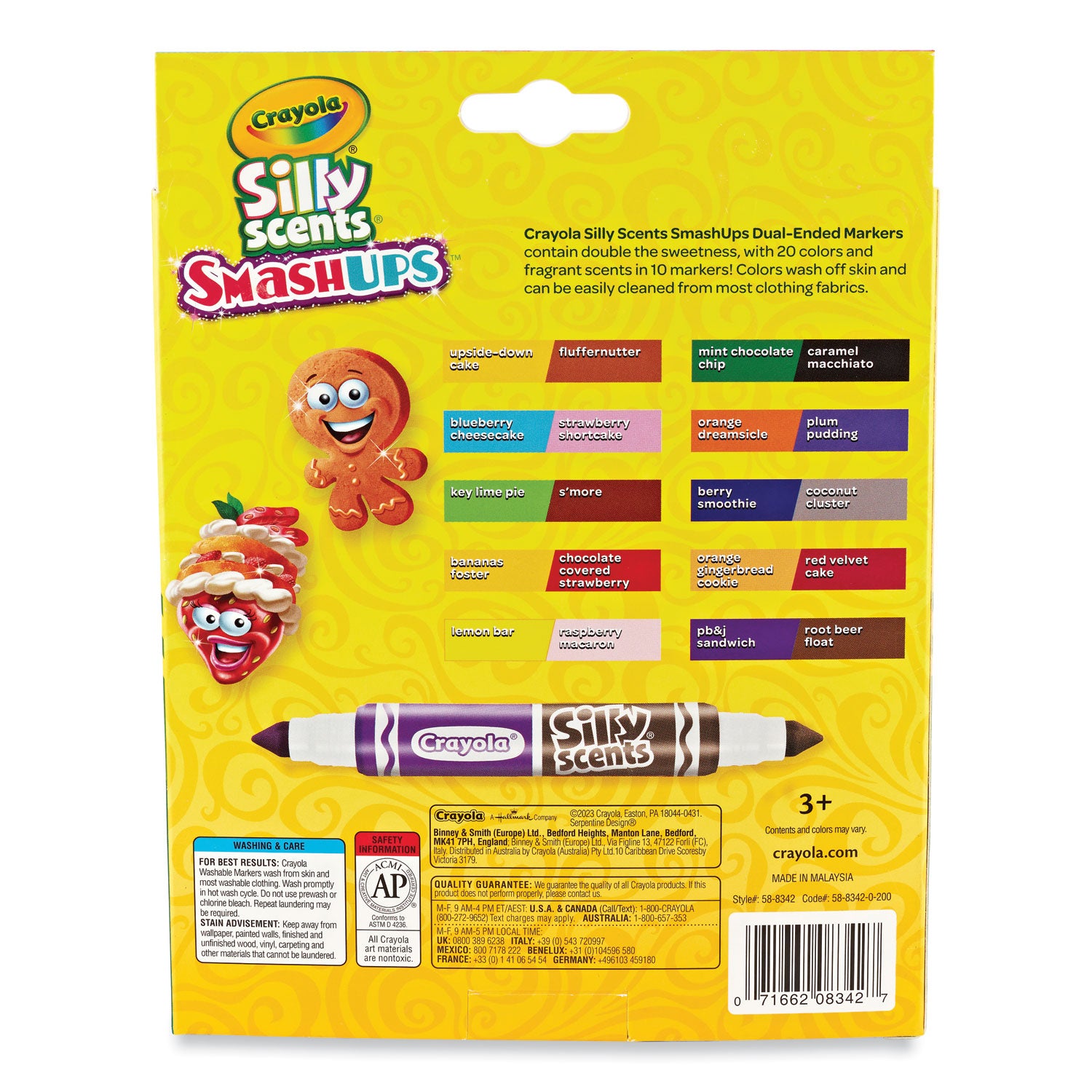 Crayola® Silly Scents Smash Up Dual Ended Markers, Broad Tip, Assorted, 10/Pack