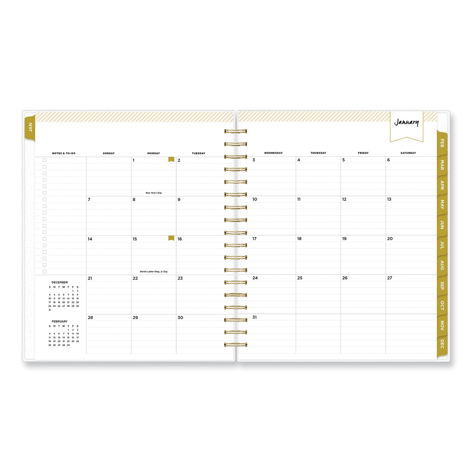 Blue Sky® Day Designer Navy Stripe Daily/Monthly Planner, Horizontal Stripe Artwork, 10 x 8, Navy/White Cover, 12-Month (Jan-Dec): 2025
