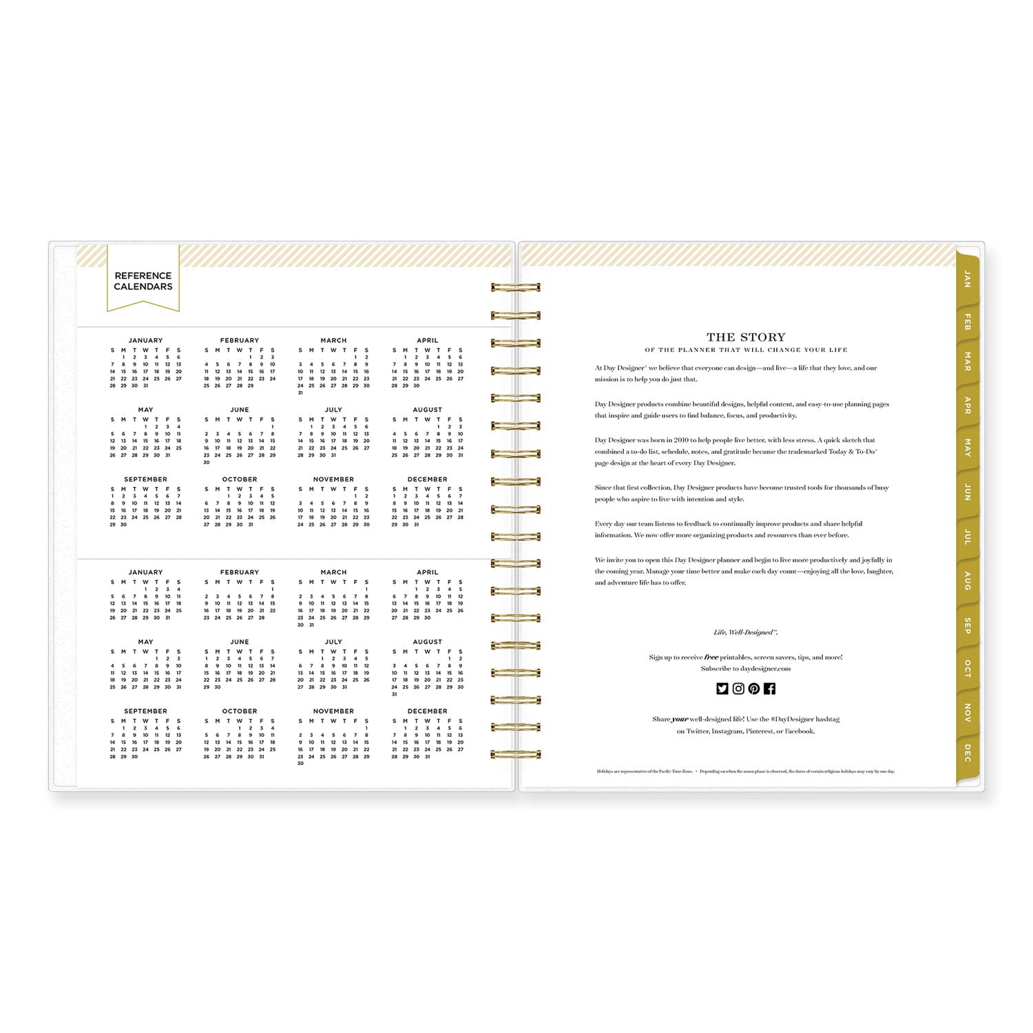 Blue Sky® Day Designer Navy Stripe Daily/Monthly Planner, Horizontal Stripe Artwork, 10 x 8, Navy/White Cover, 12-Month (Jan-Dec): 2025