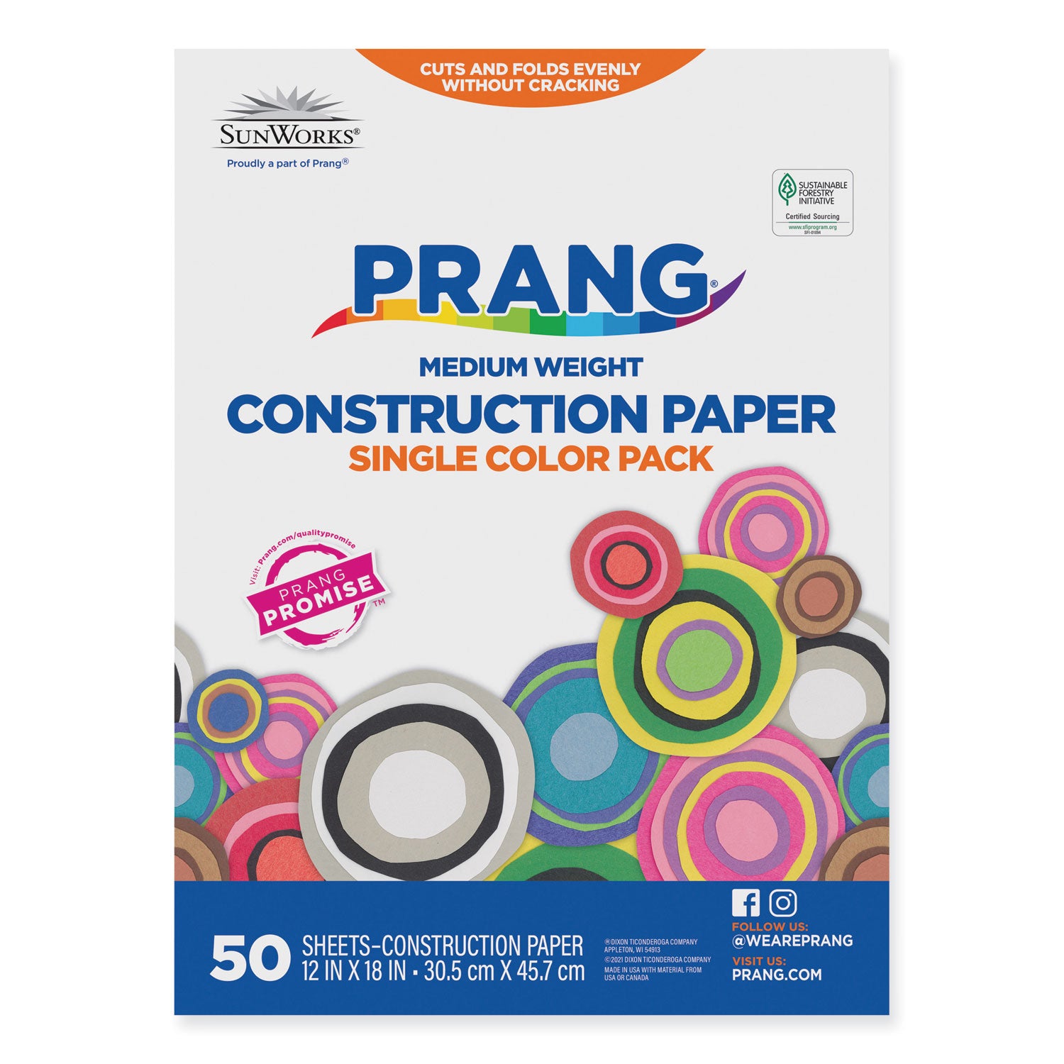 Prang® SunWorks Construction Paper, 50 lb Text Weight, 12 x 18, Red, 50/Pack