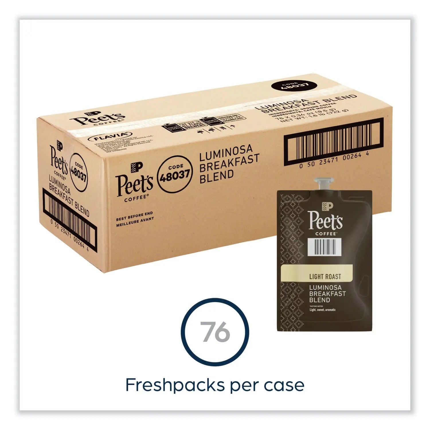 FLAVIA Ground Coffee Freshpacks, Colombia Luminosa, 0.34 oz Freshpack, 76/Carton Peet's Coffee & Tea® Flipcost