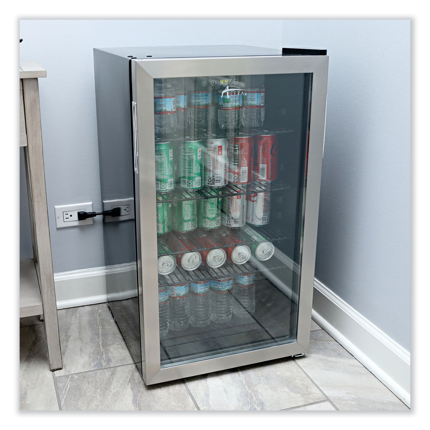 Alera™ 3.4 Cu. Ft. Beverage Cooler, Stainless Steel/black