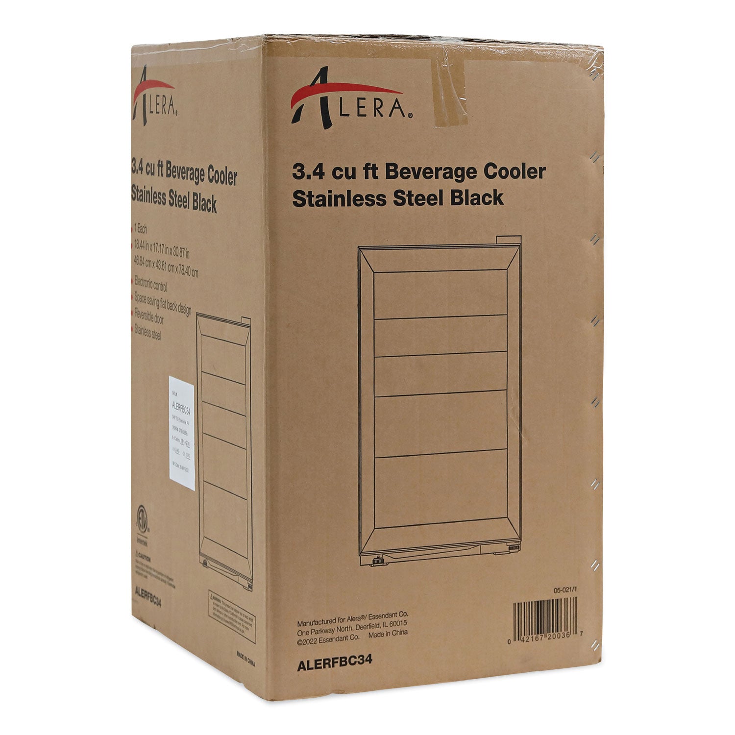 Alera™ 3.4 Cu. Ft. Beverage Cooler, Stainless Steel/black